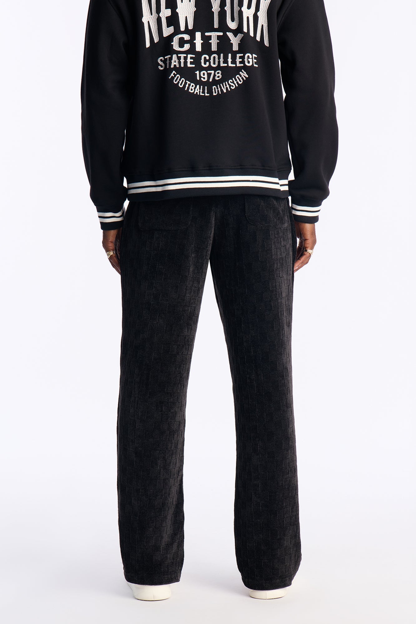 Straight Chenille Textured Pant - Black Fashion Nova