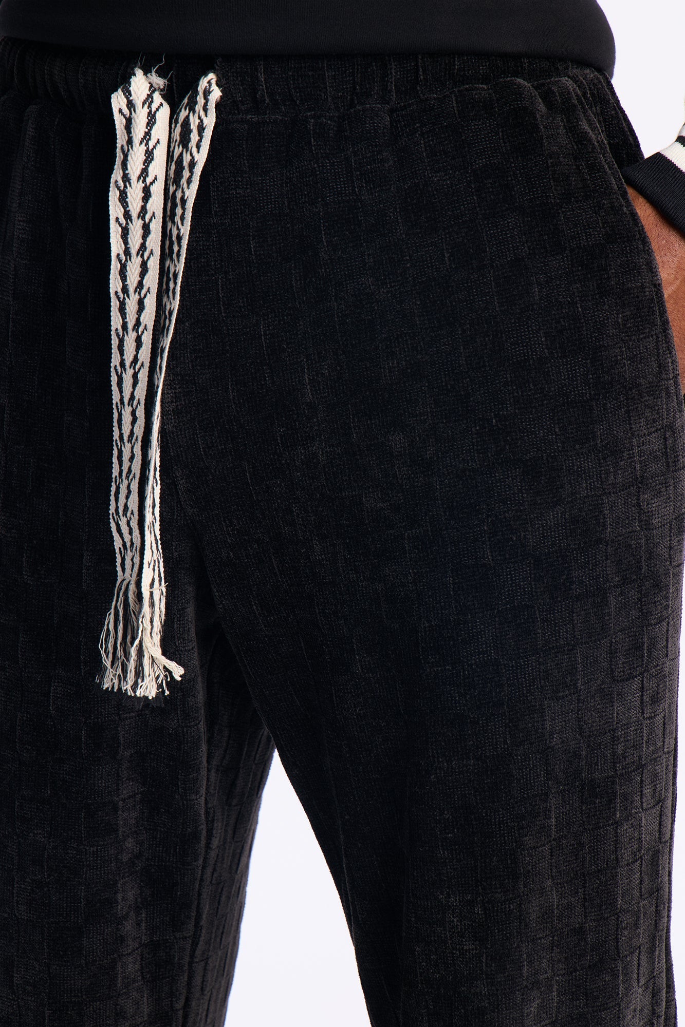 Straight Chenille Textured Pant - Black Fashion Nova