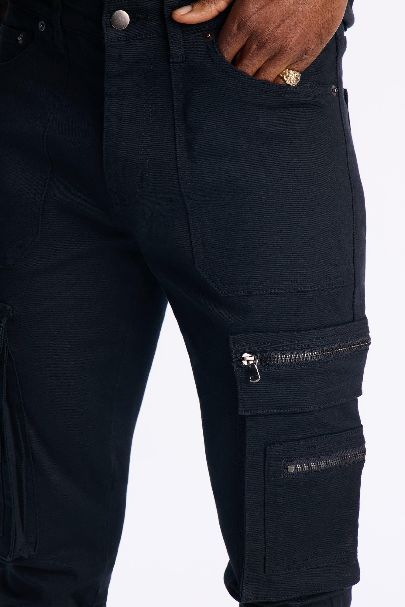 Stacked Skinny Take A Stroll Cargo Zipper Jean - Black Fashion Nova