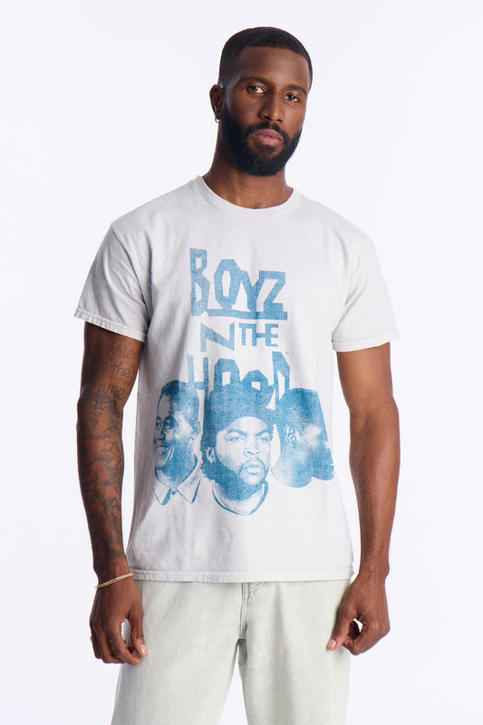 Boyz N The Hood Vintage Washed Short Sleeve Tee - White Fashion Nova