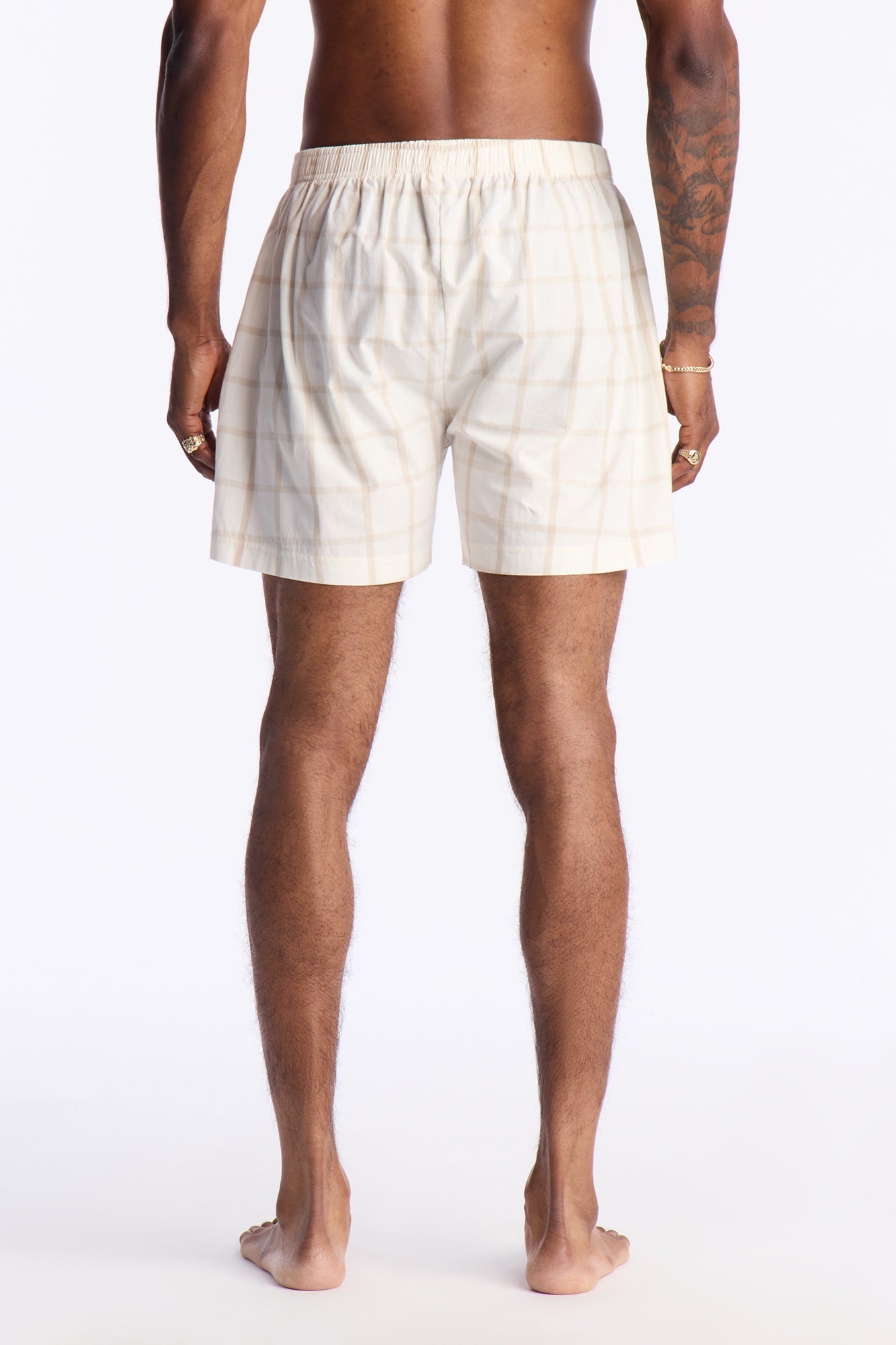 Subtle Plaid Cotton Boxer - Beige Fashion Nova