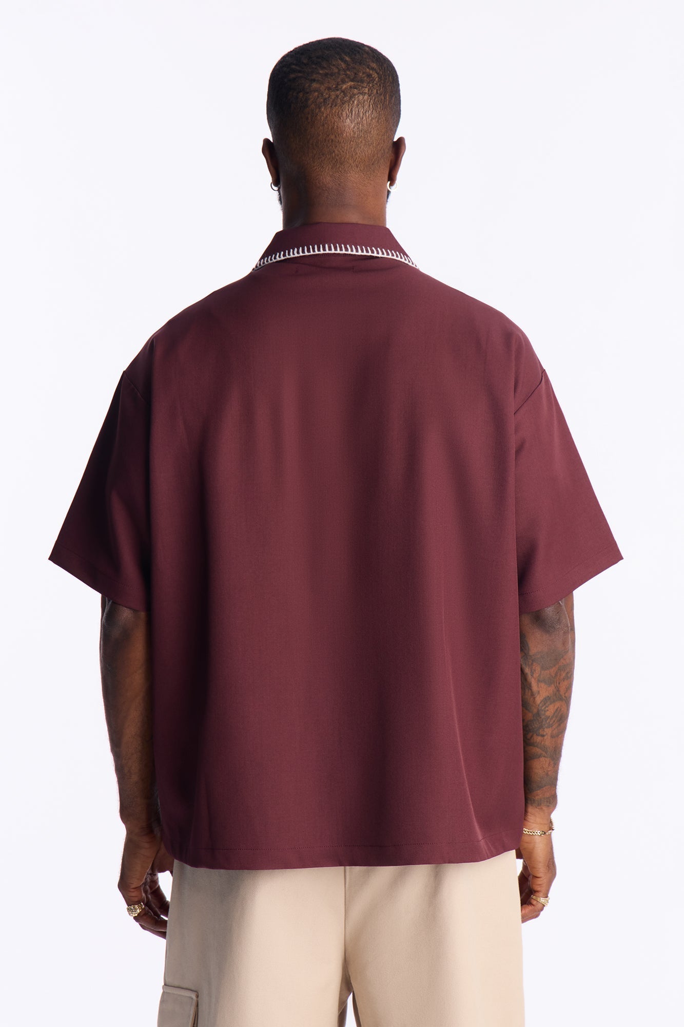 Hyde Stitch Polo - Burgundy Fashion Nova