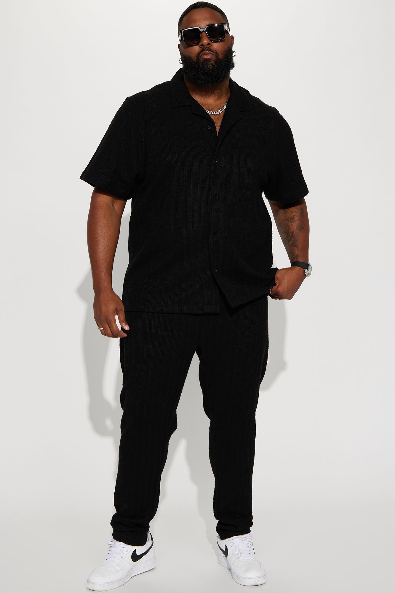 Dean Textured Short Sleeve Button Up Shirt - Black Fashion Nova
