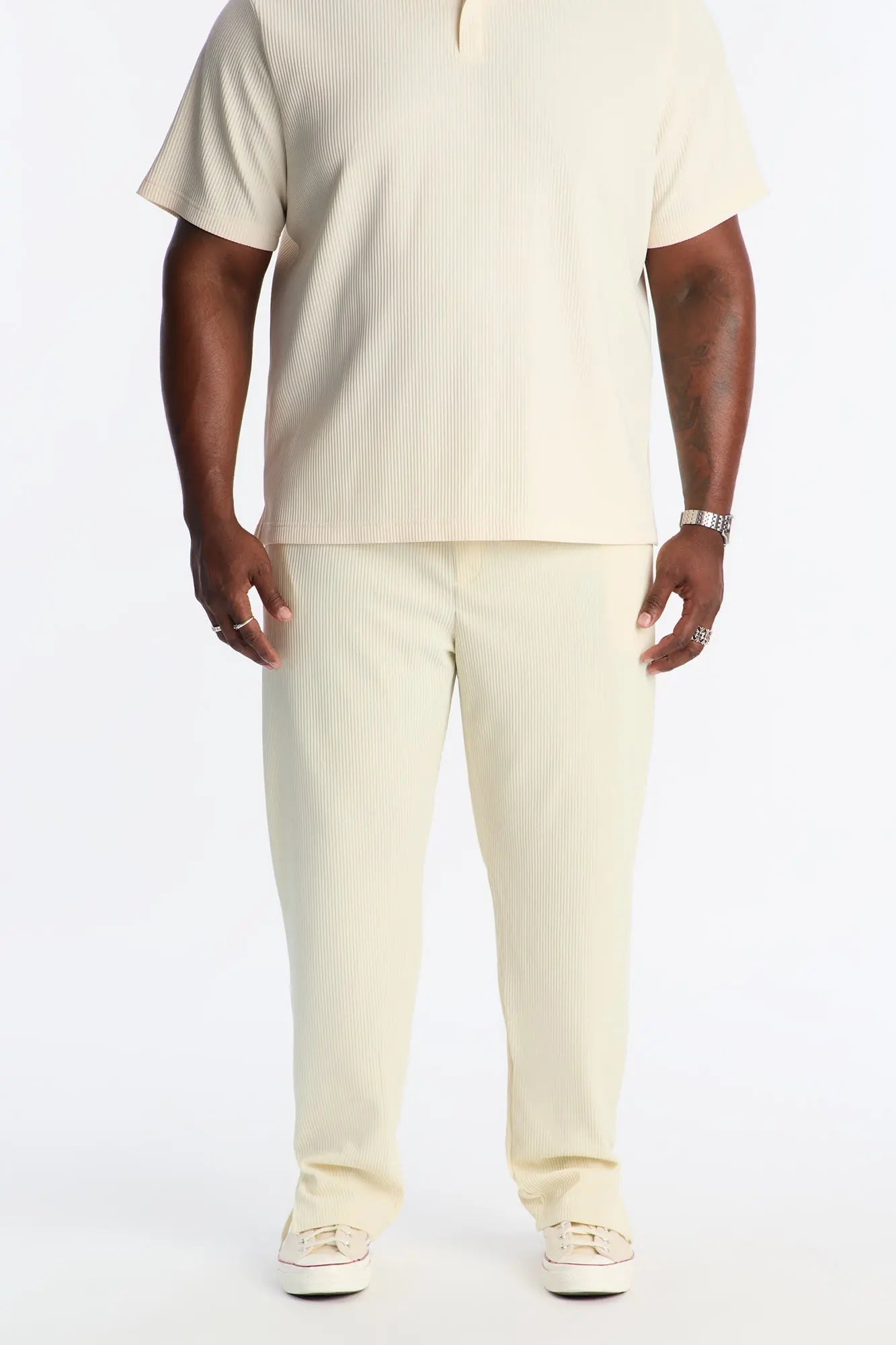 Show Up Slim Slit Pants - Off White Fashion Nova