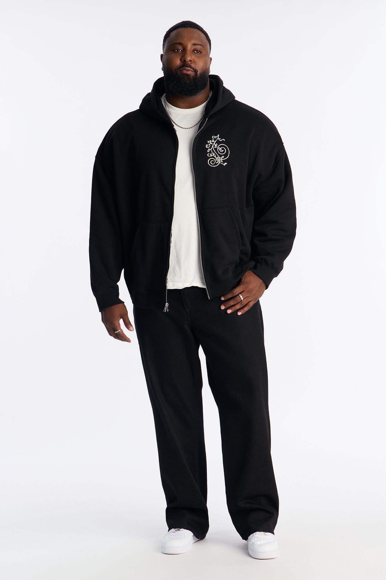 Angelic Tunes Oversized Heavyweight Zip Up Hoodie - Black Fashion Nova