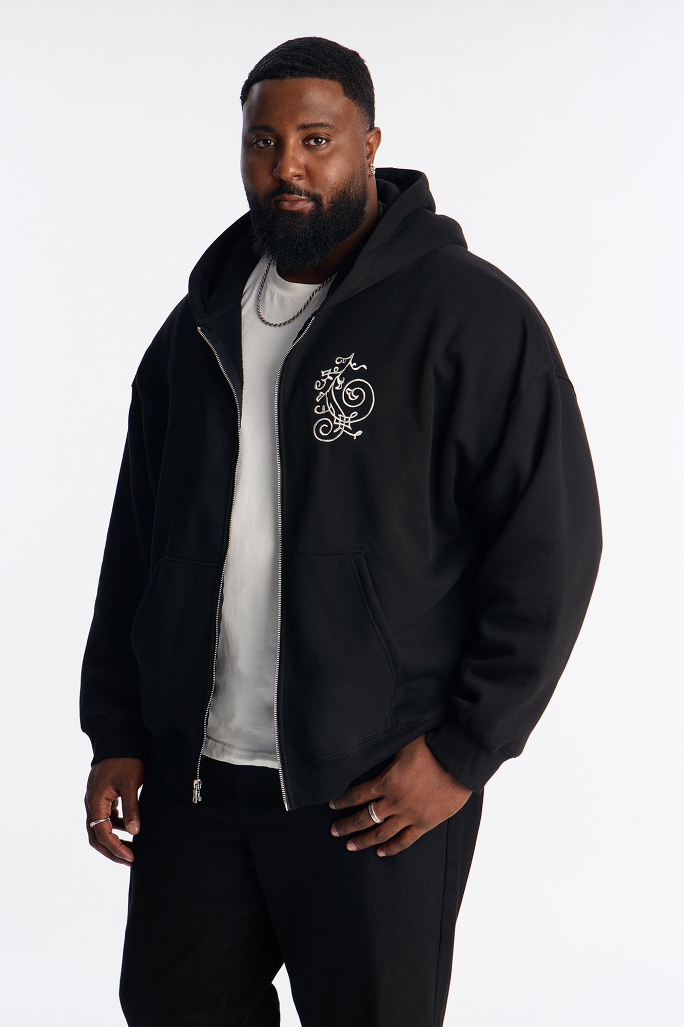 Angelic Tunes Oversized Heavyweight Zip Up Hoodie - Black Fashion Nova