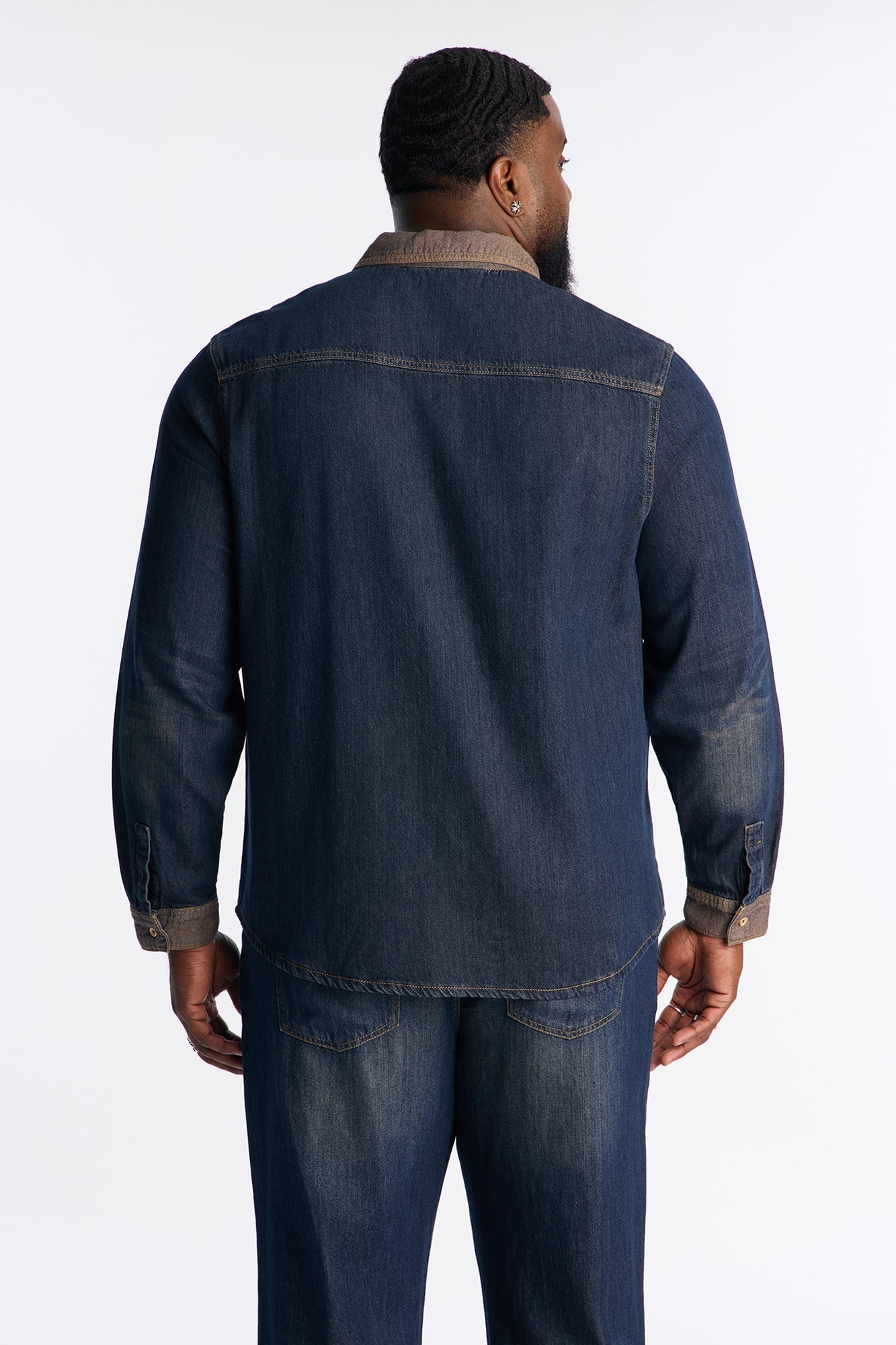 Dual Tone Denim Shirt - Indigo Fashion Nova