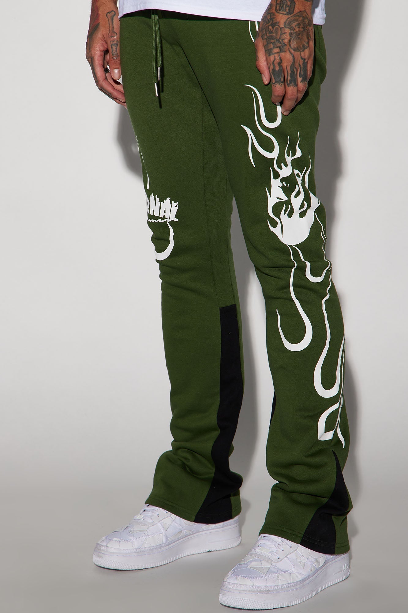 Eternal Flame Flared Sweatpants - Olive Fashion Nova
