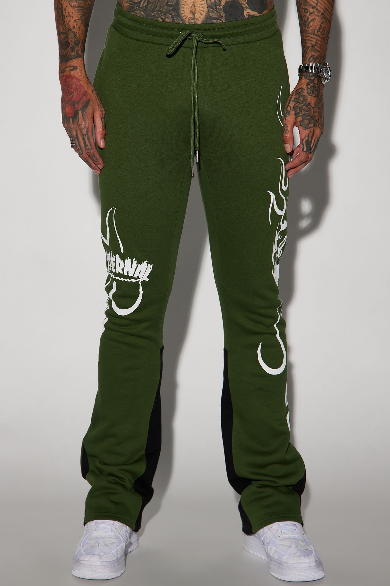 Eternal Flame Flared Sweatpants - Olive Fashion Nova