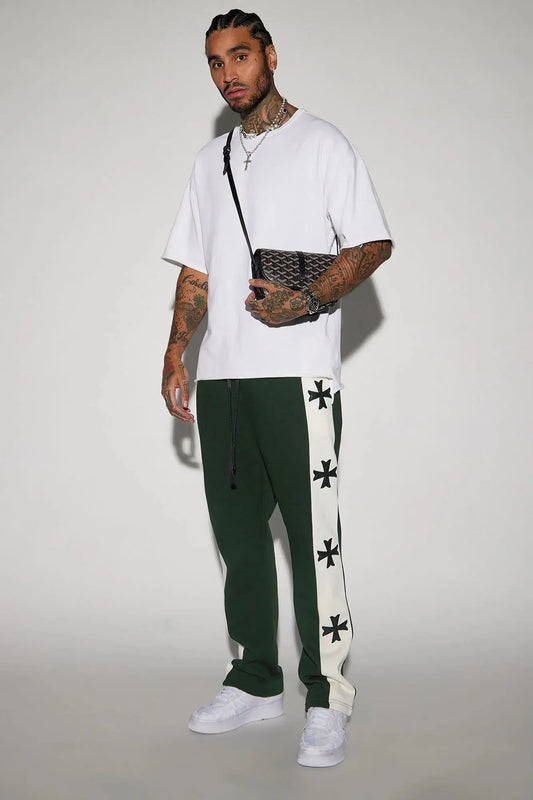 Desmond Straight Sweatpants - Green/combo Fashion Nova