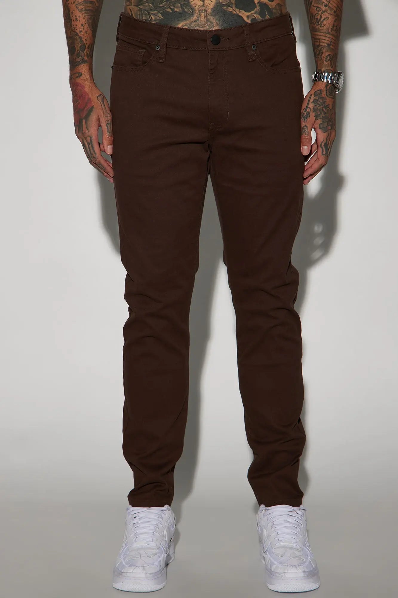 Mac Chino Skinny 5 Pocket Pants - DarkBrown Fashion Nova