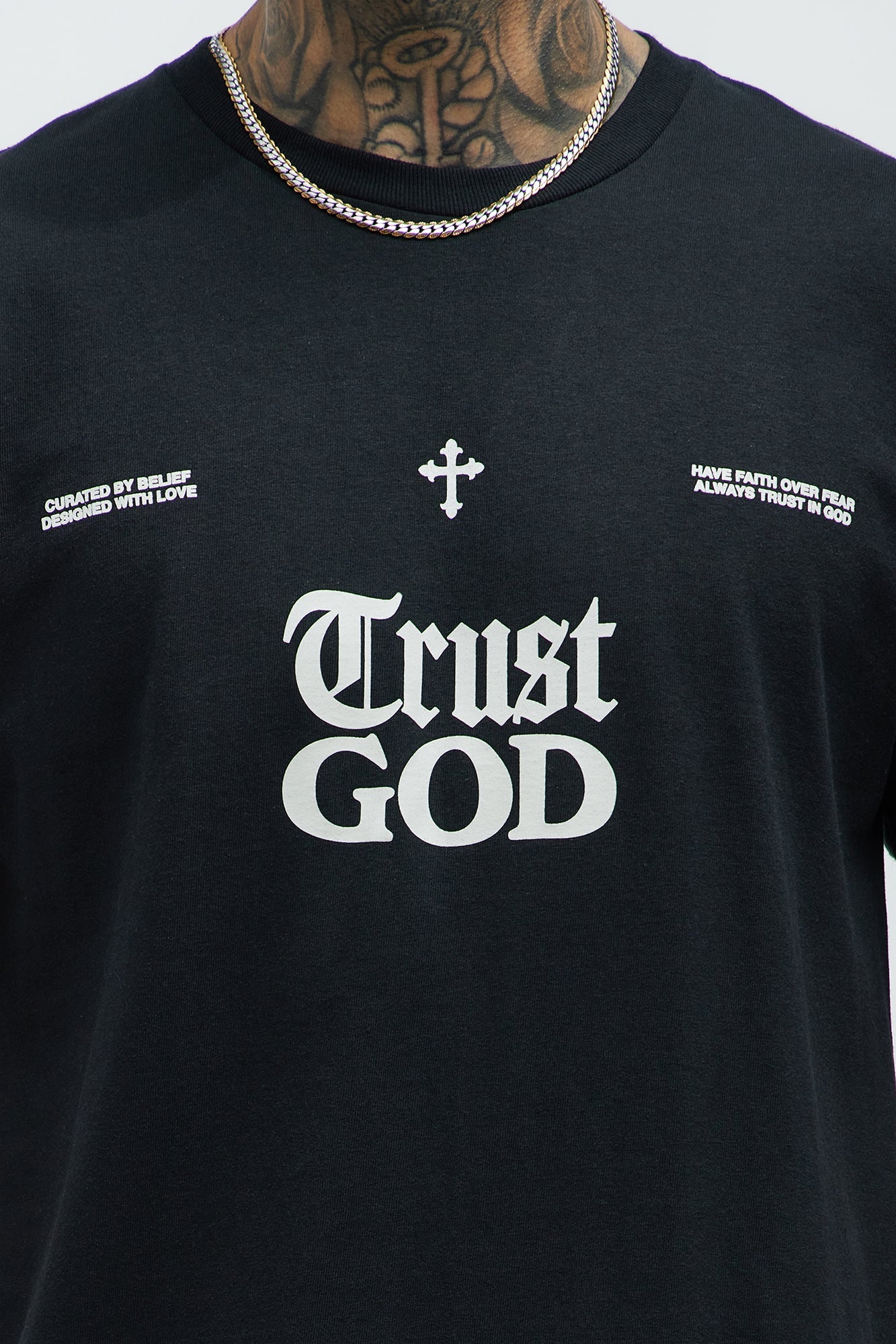 Trust God Short Sleeve Tee - Black Fashion Nova