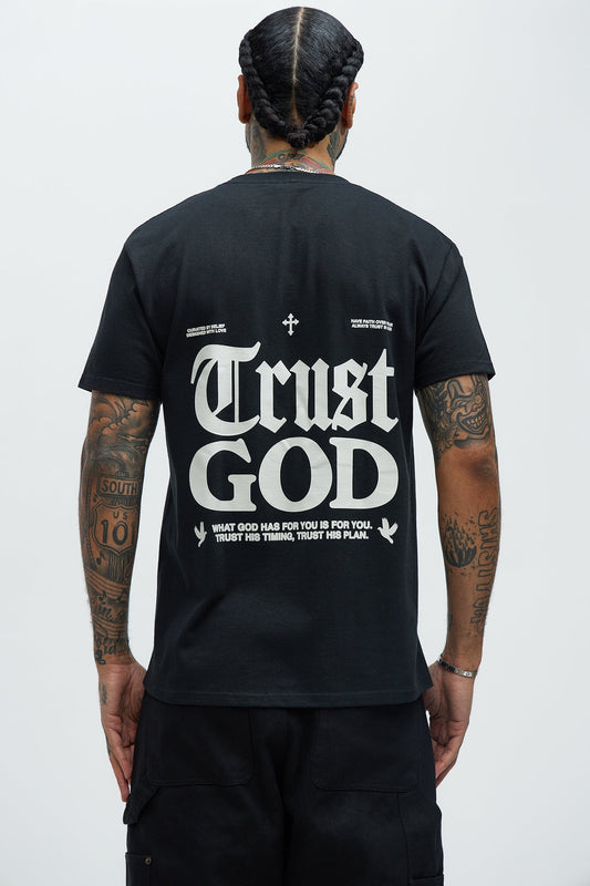 Trust God Short Sleeve Tee - Black Fashion Nova