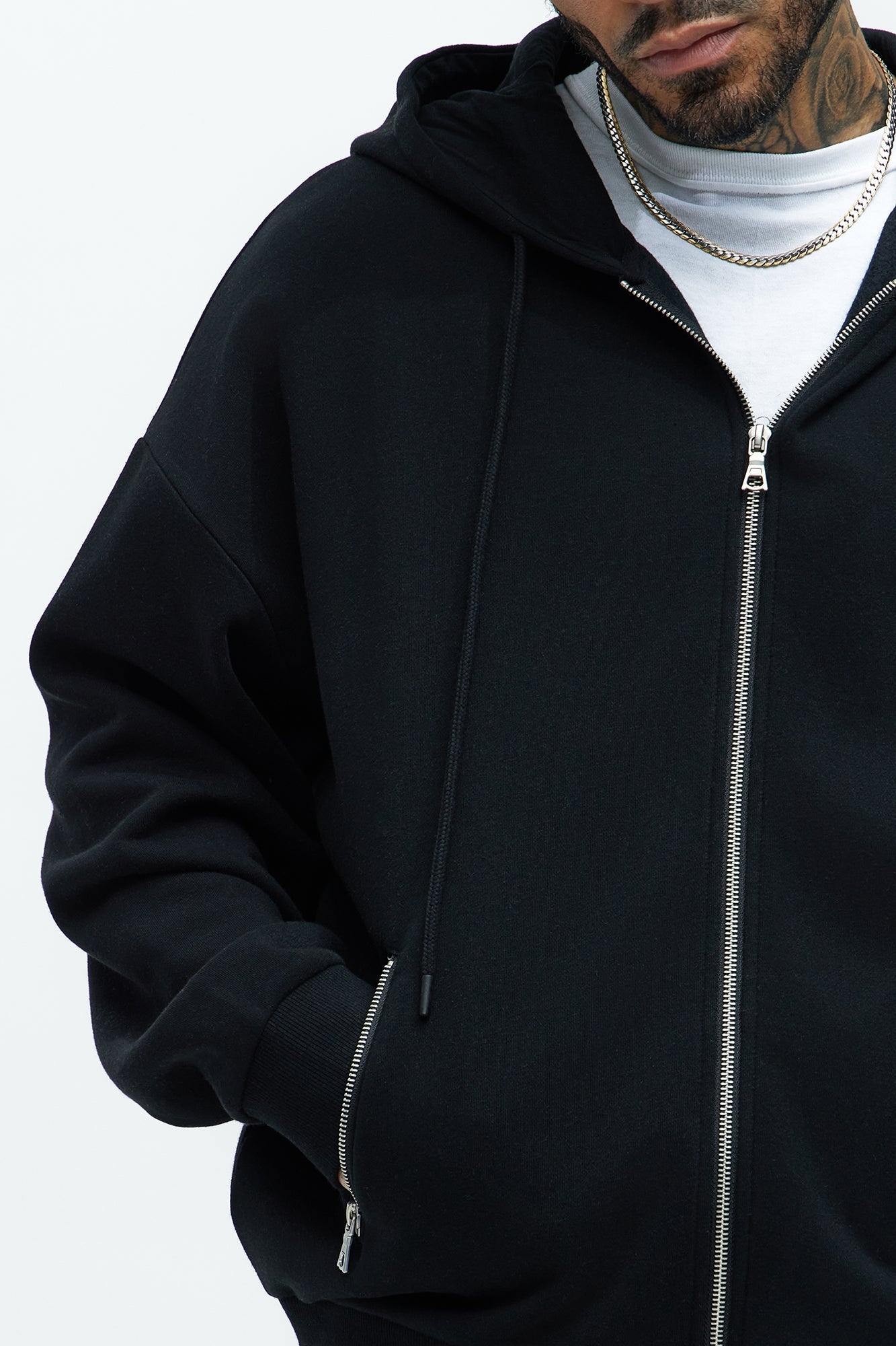 Tyson Stash Oversized Zip Up Hoodie - Black Fashion Nova