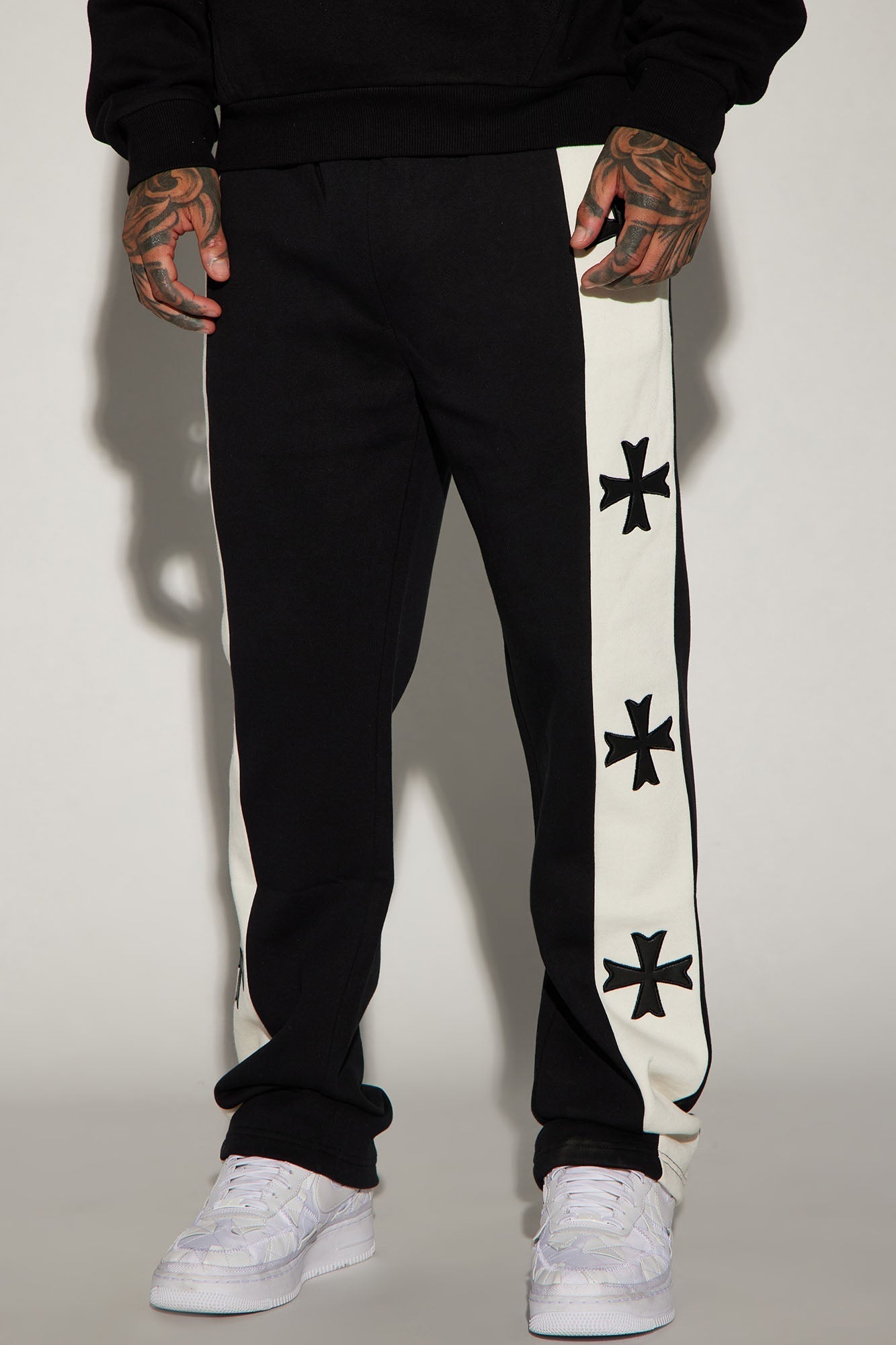 Desmond Straight Sweatpants - Black/combo Fashion Nova