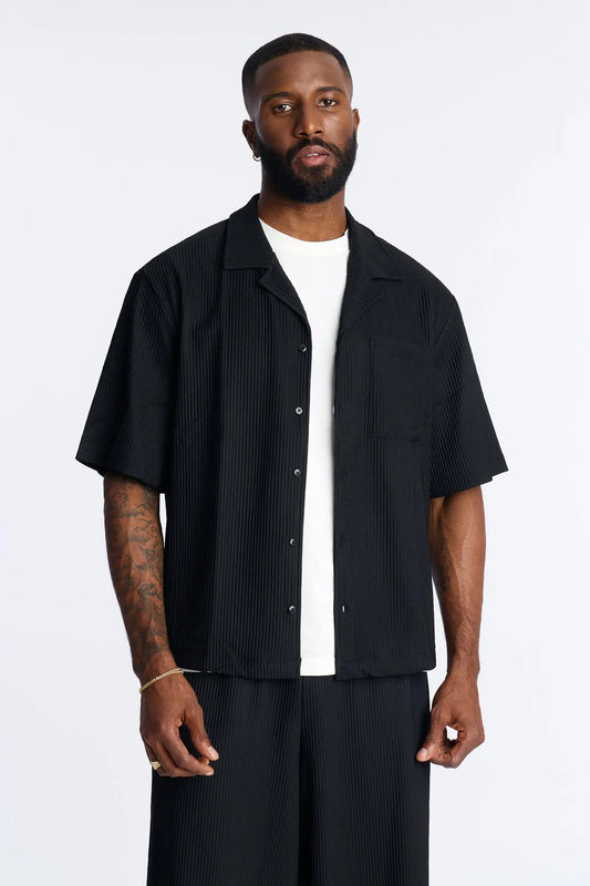 Show Up Short Sleeve Cuban Shirt - Black Fashion Nova