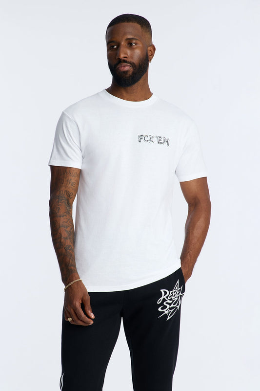 FCK EM Short Sleeve Tee - White Fashion Nova