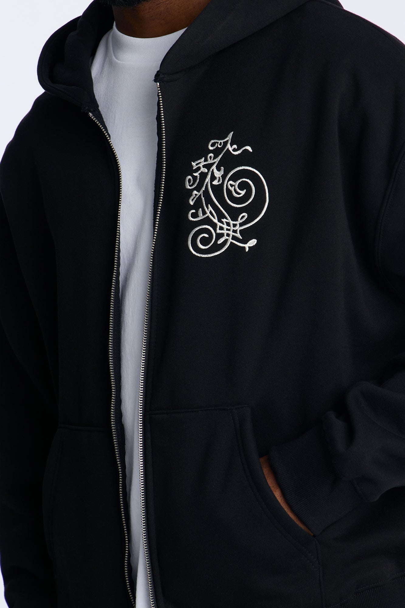 Angelic Tunes Oversized Heavyweight Zip Up Hoodie - Black Fashion Nova