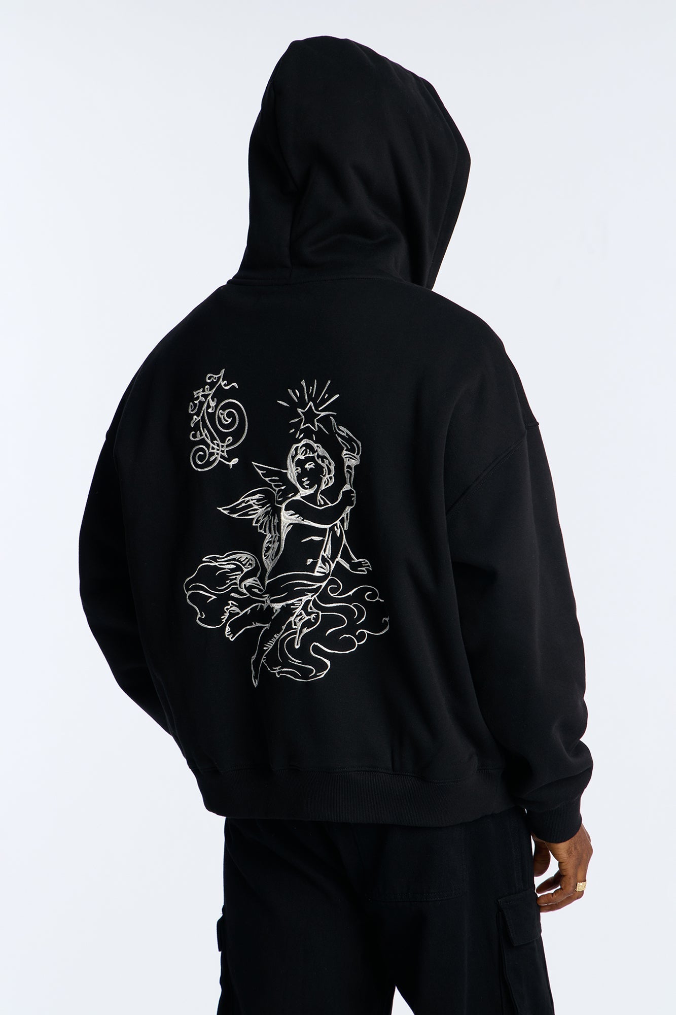 Angelic Tunes Oversized Heavyweight Zip Up Hoodie - Black Fashion Nova