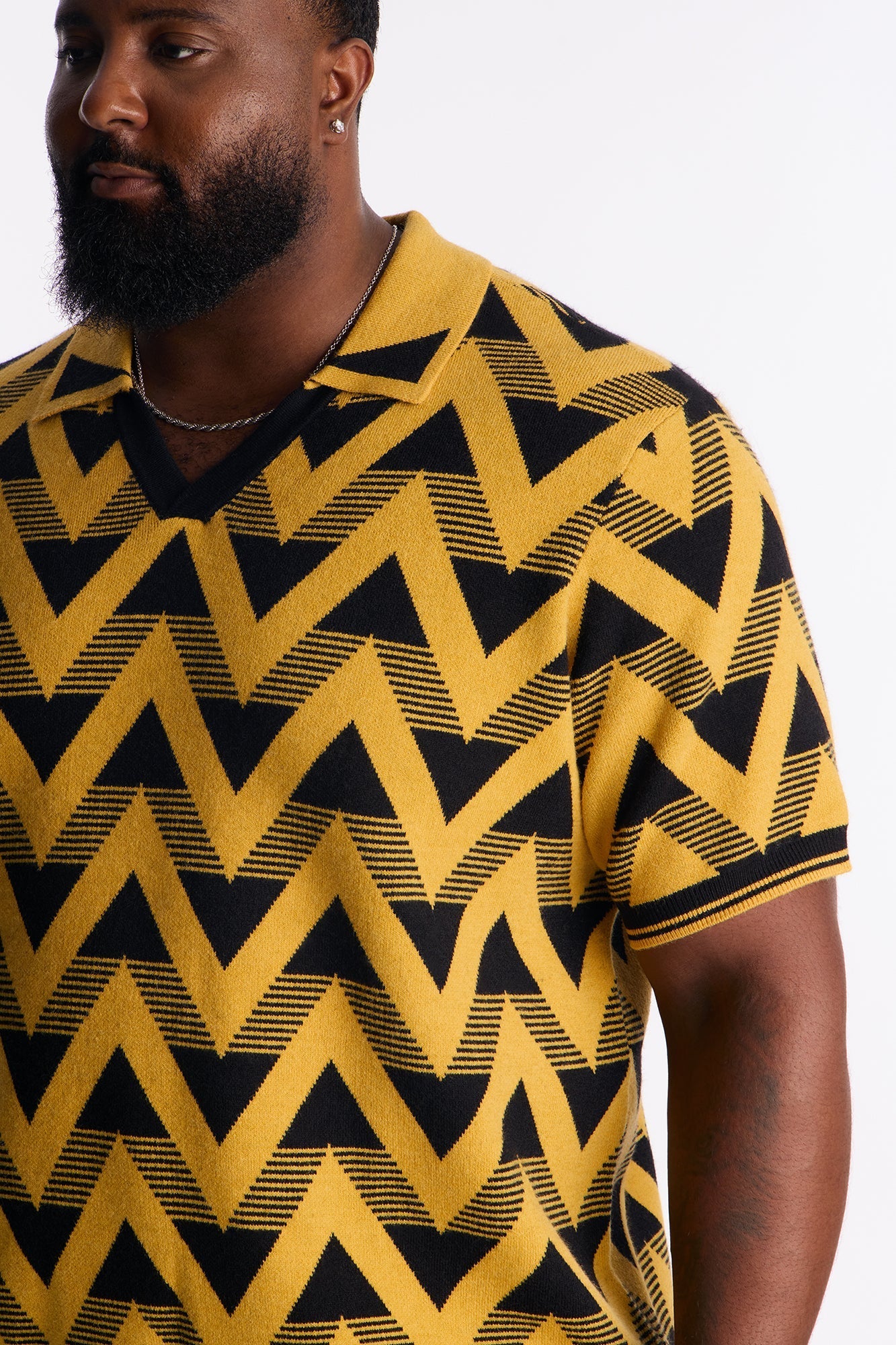 Charlie Johnny Collar Knitted Polo - Yellow/combo Fashion Nova