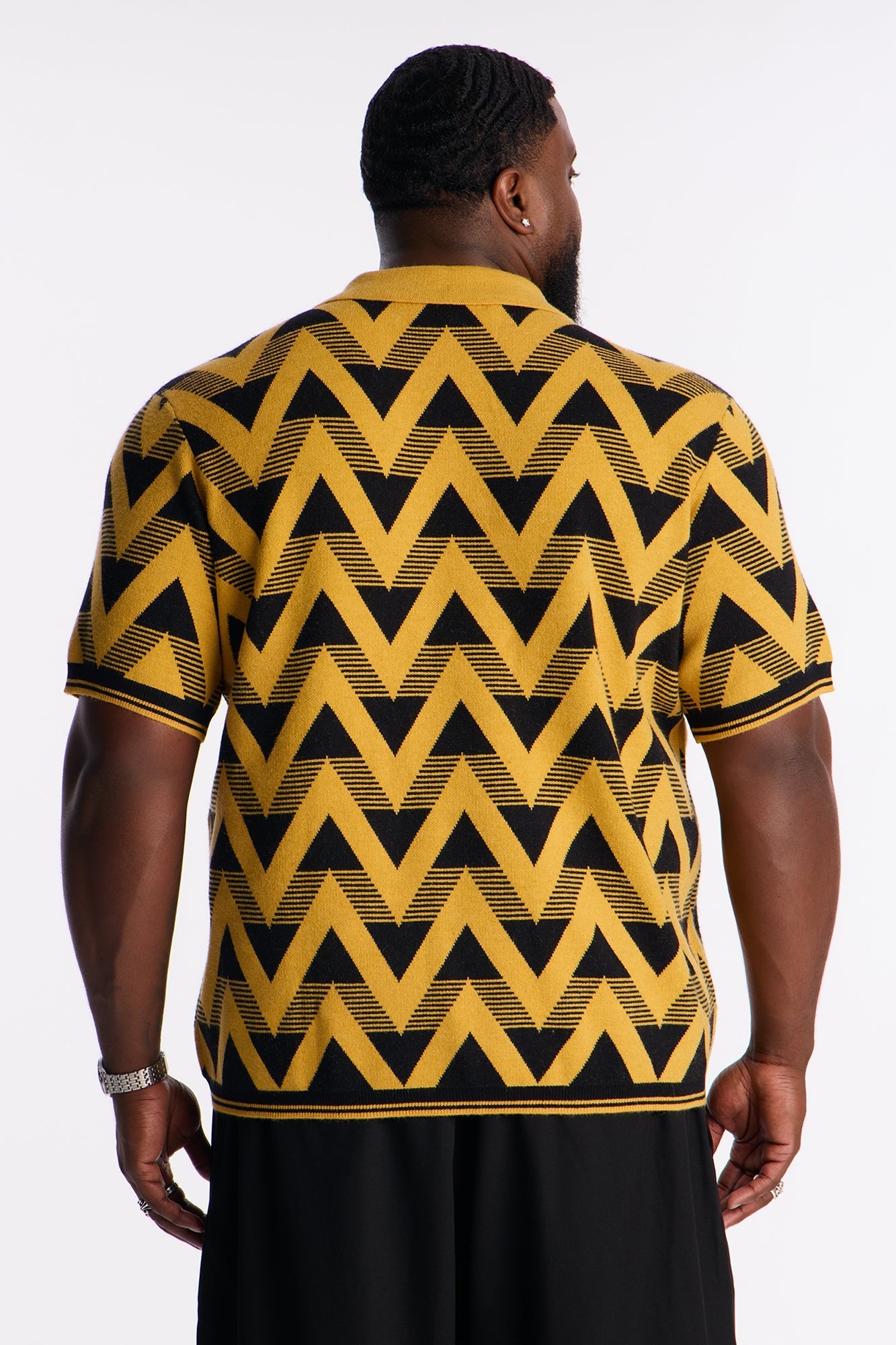 Charlie Johnny Collar Knitted Polo - Yellow/combo Fashion Nova