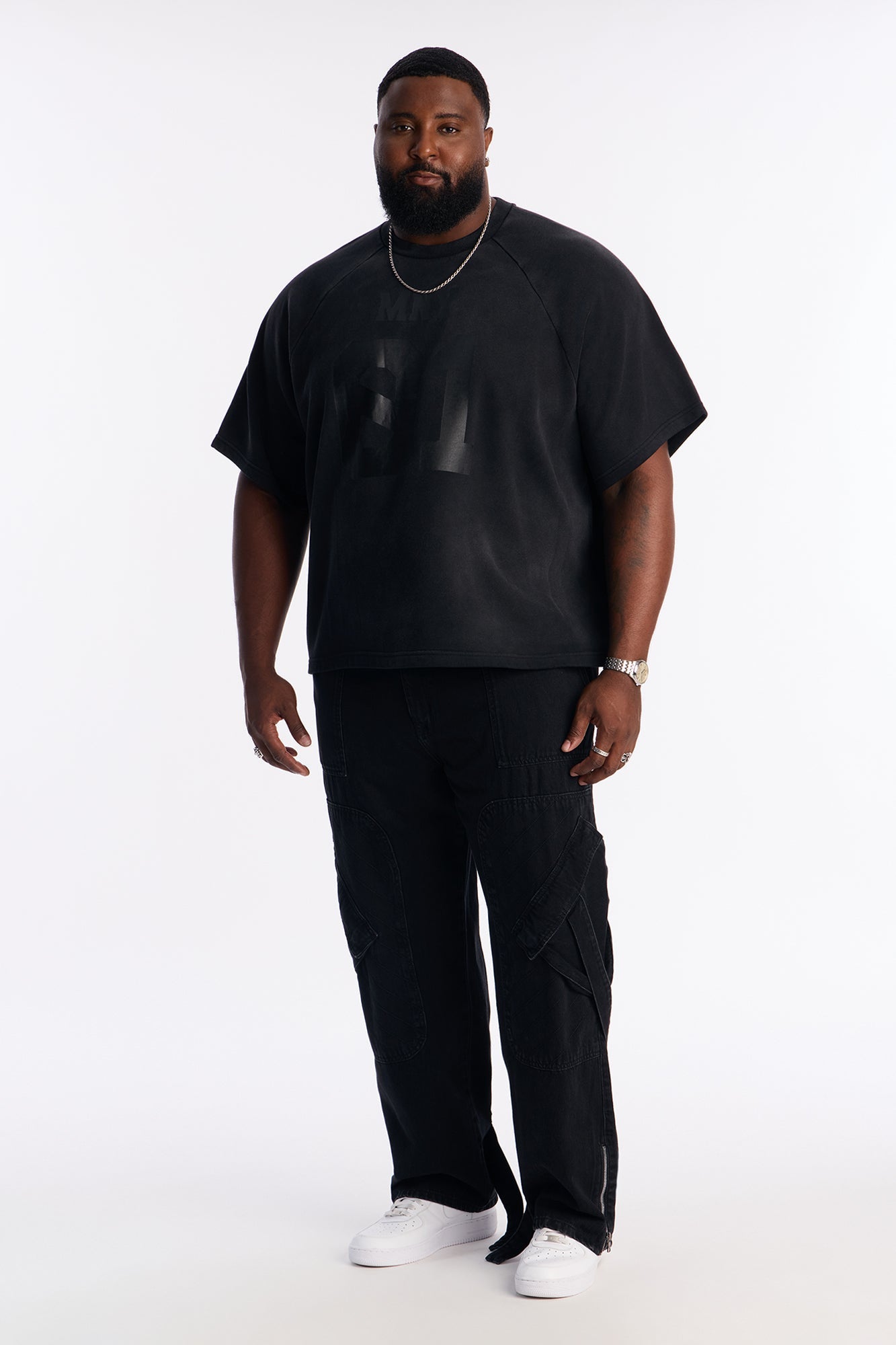Relaxed Straight Paneled Cargo Jean - Black Wash Fashion Nova