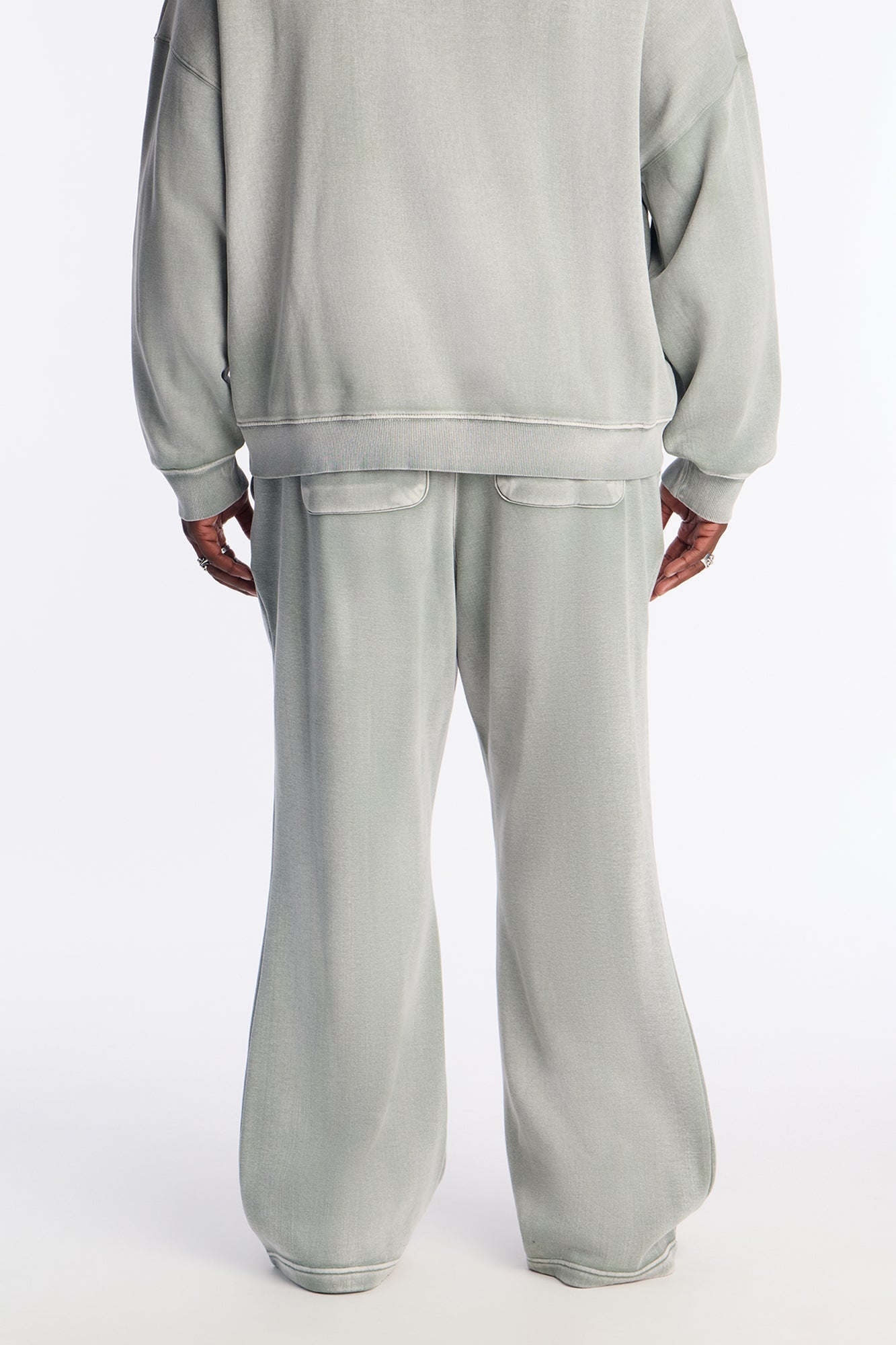 Acid Wash Heavyweight Slim Flare Sweatpants - Sage Fashion Nova