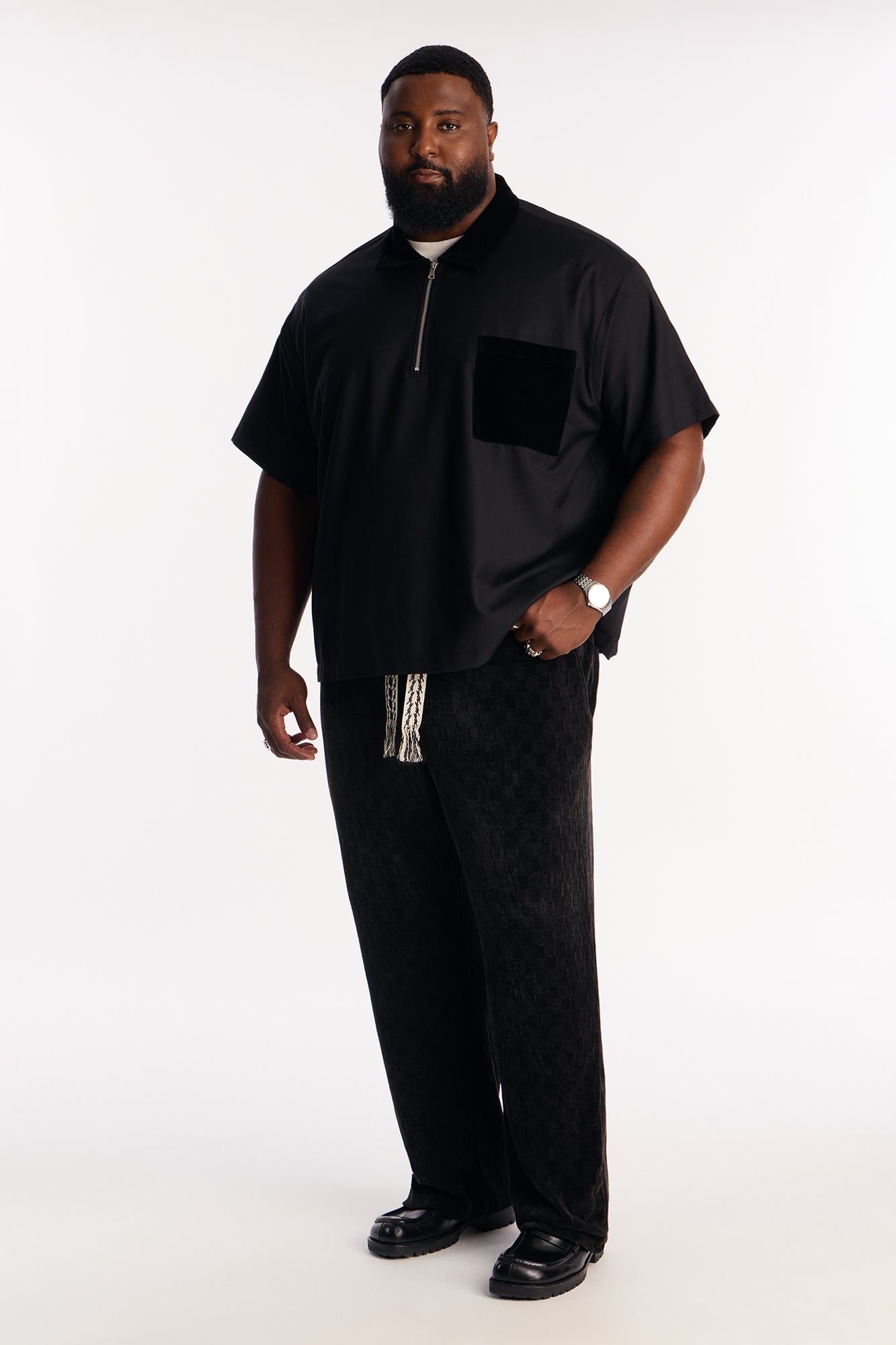 Straight Chenille Textured Pant - Black Fashion Nova