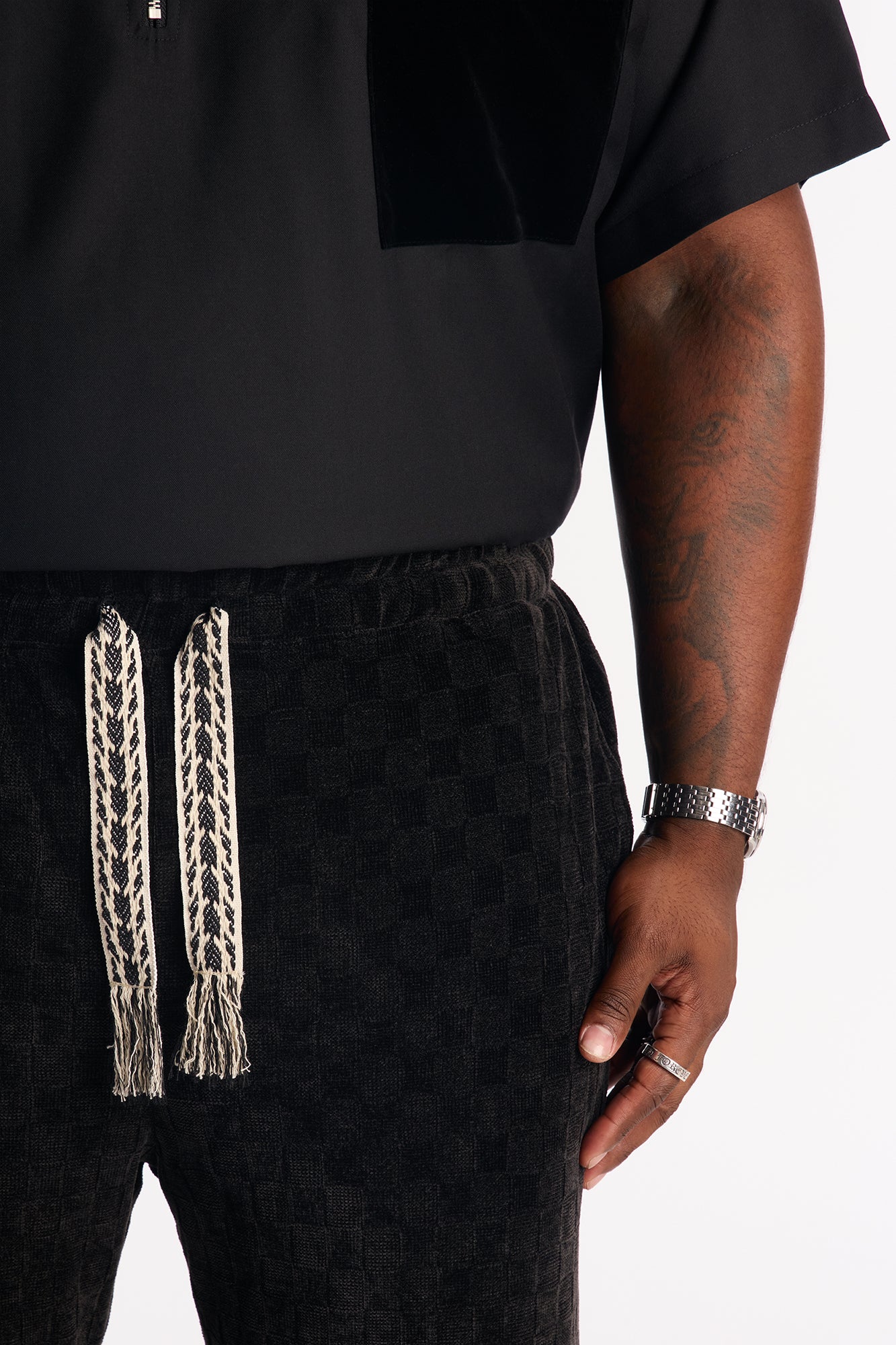 Straight Chenille Textured Pant - Black Fashion Nova