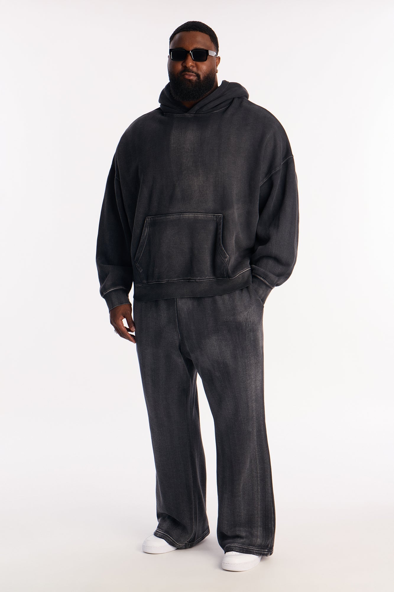 Acid Wash Oversized Heavyweight Hoodie - Black Fashion Nova