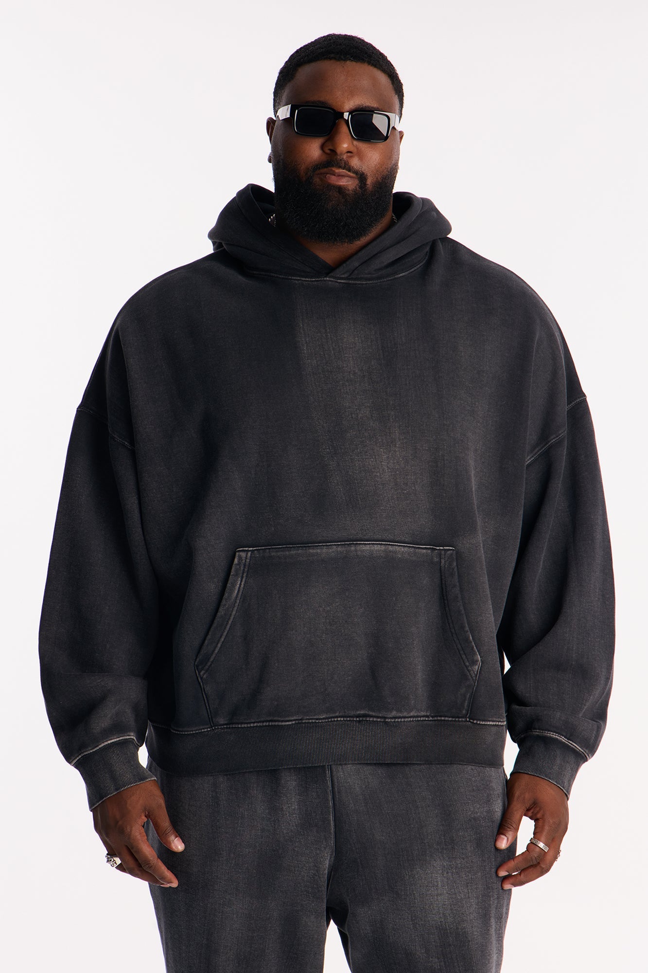 Acid Wash Oversized Heavyweight Hoodie - Black Fashion Nova