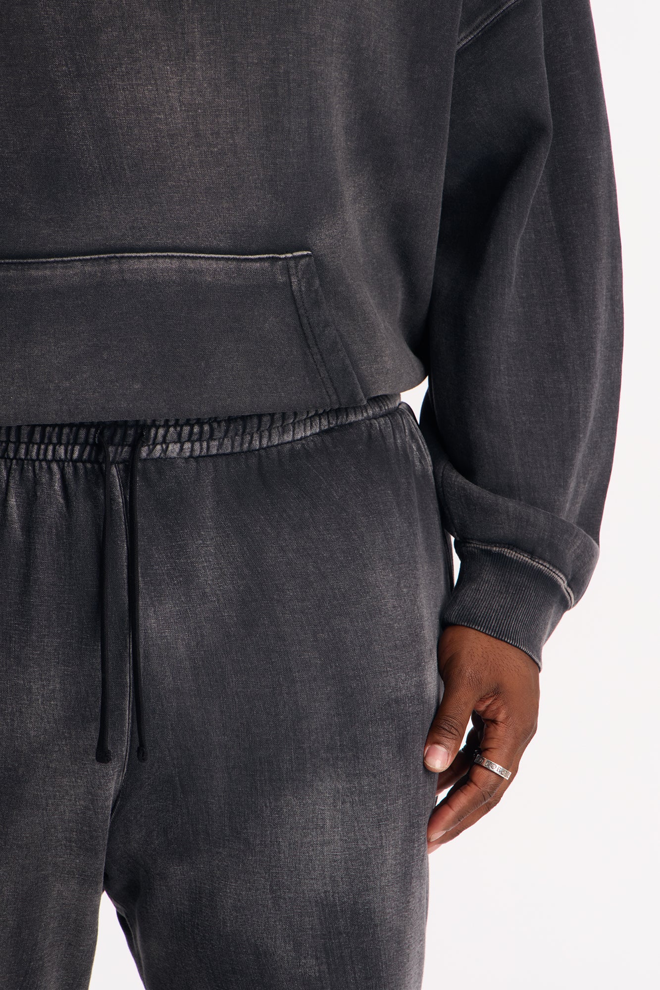 Acid Wash Heavyweight Slim Flare Sweatpants - Black Fashion Nova