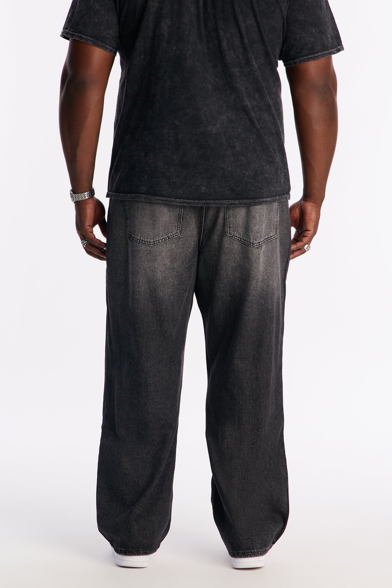 Baggy Faux Pleat Jean - Black Wash Fashion Nova
