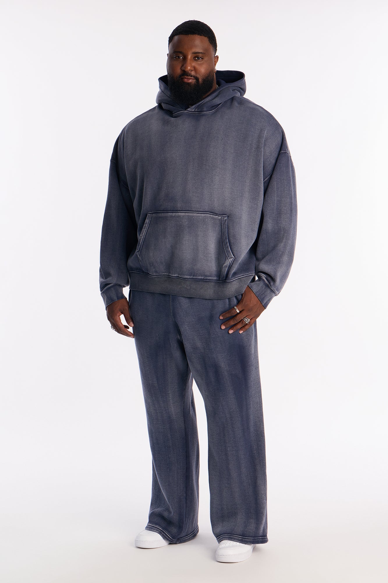 Acid Wash Oversized Heavyweight Hoodie - Navy Fashion Nova