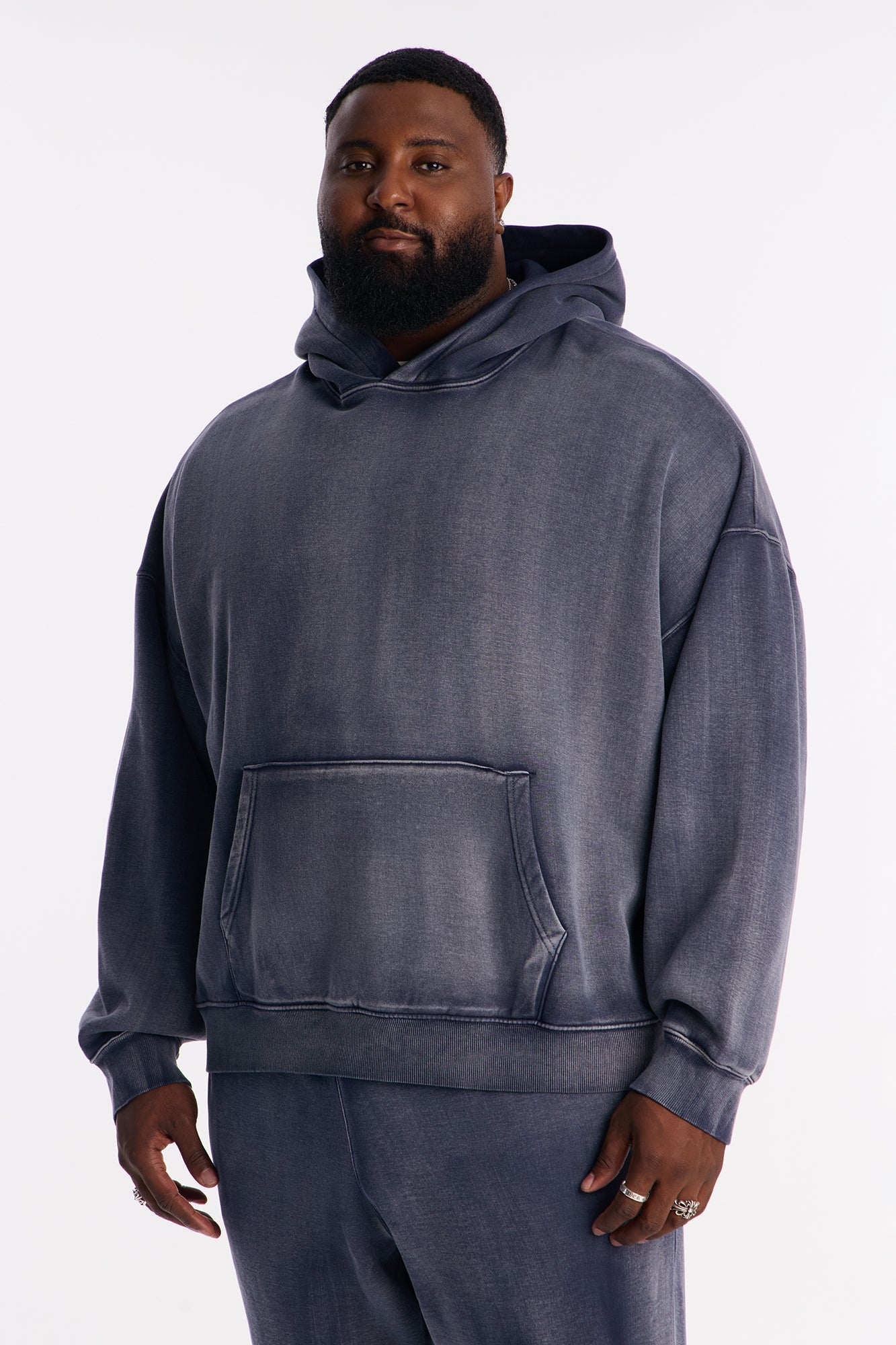 Acid Wash Oversized Heavyweight Hoodie - Navy Fashion Nova