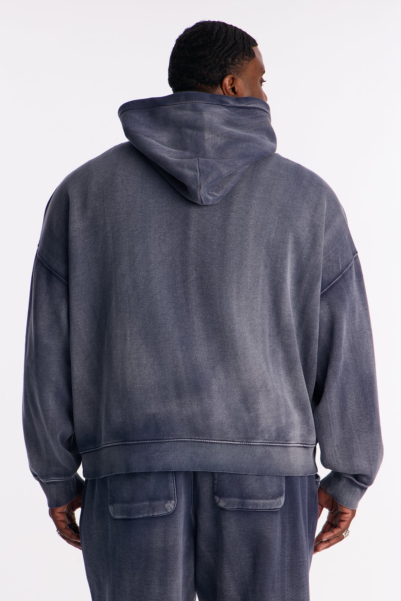 Acid Wash Oversized Heavyweight Hoodie - Navy Fashion Nova