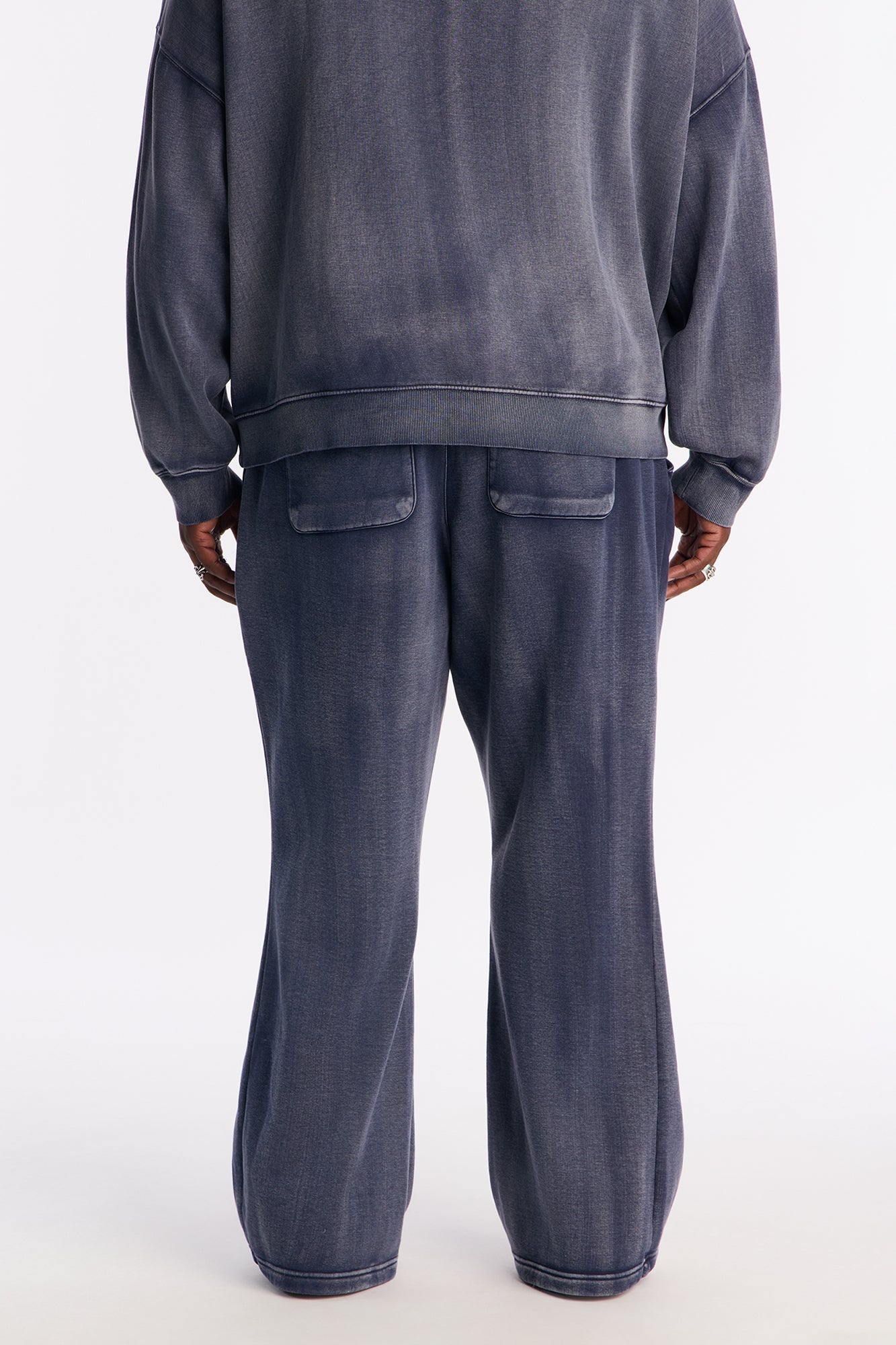 Acid Wash Heavyweight Slim Flare Sweatpants - Navy Fashion Nova