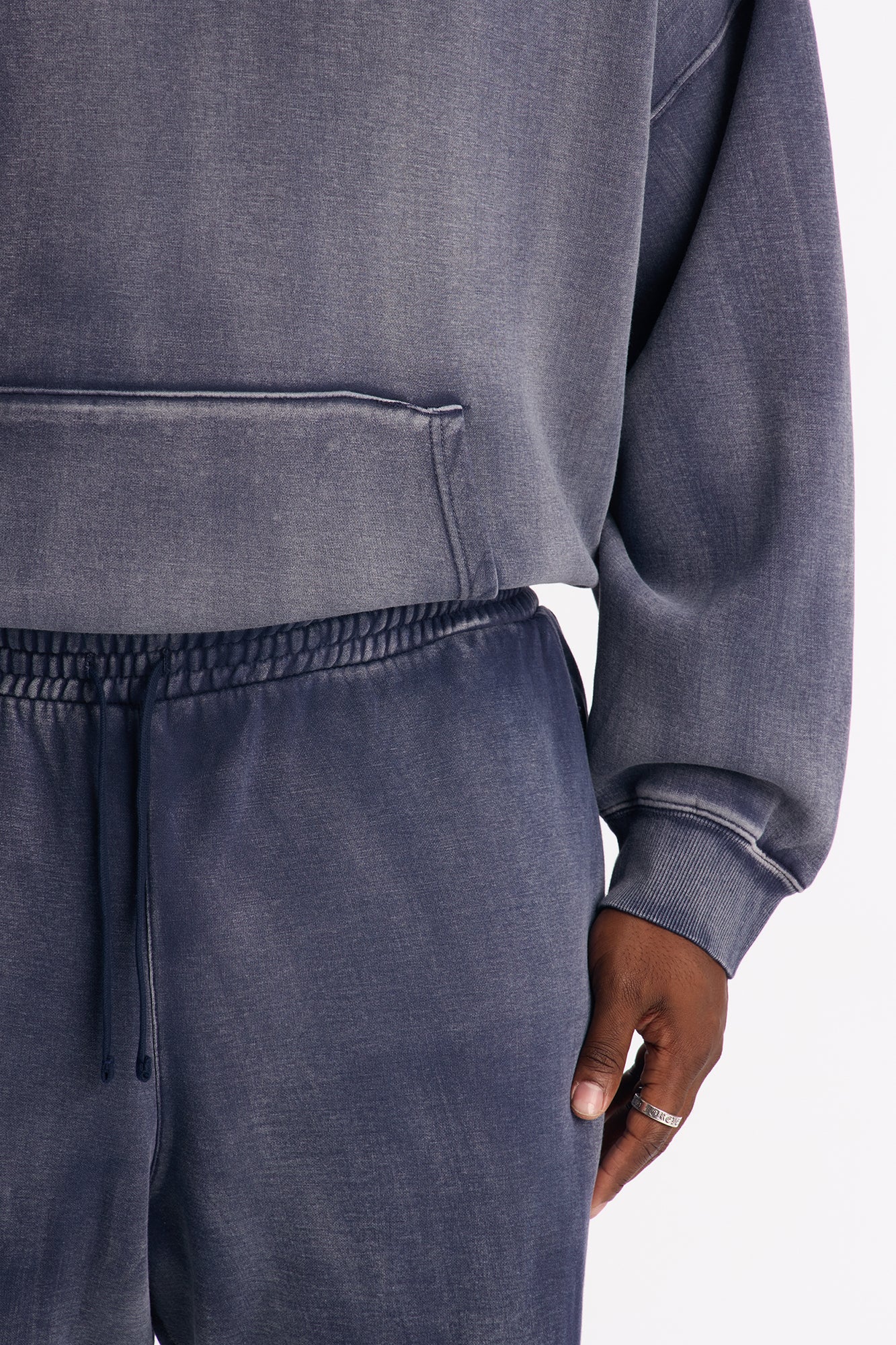 Acid Wash Heavyweight Slim Flare Sweatpants - Navy Fashion Nova