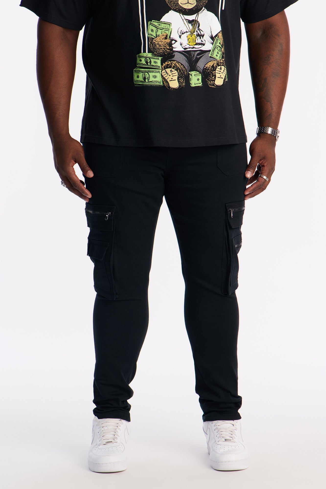 Stacked Skinny Take A Stroll Cargo Zipper Jean - Black Fashion Nova