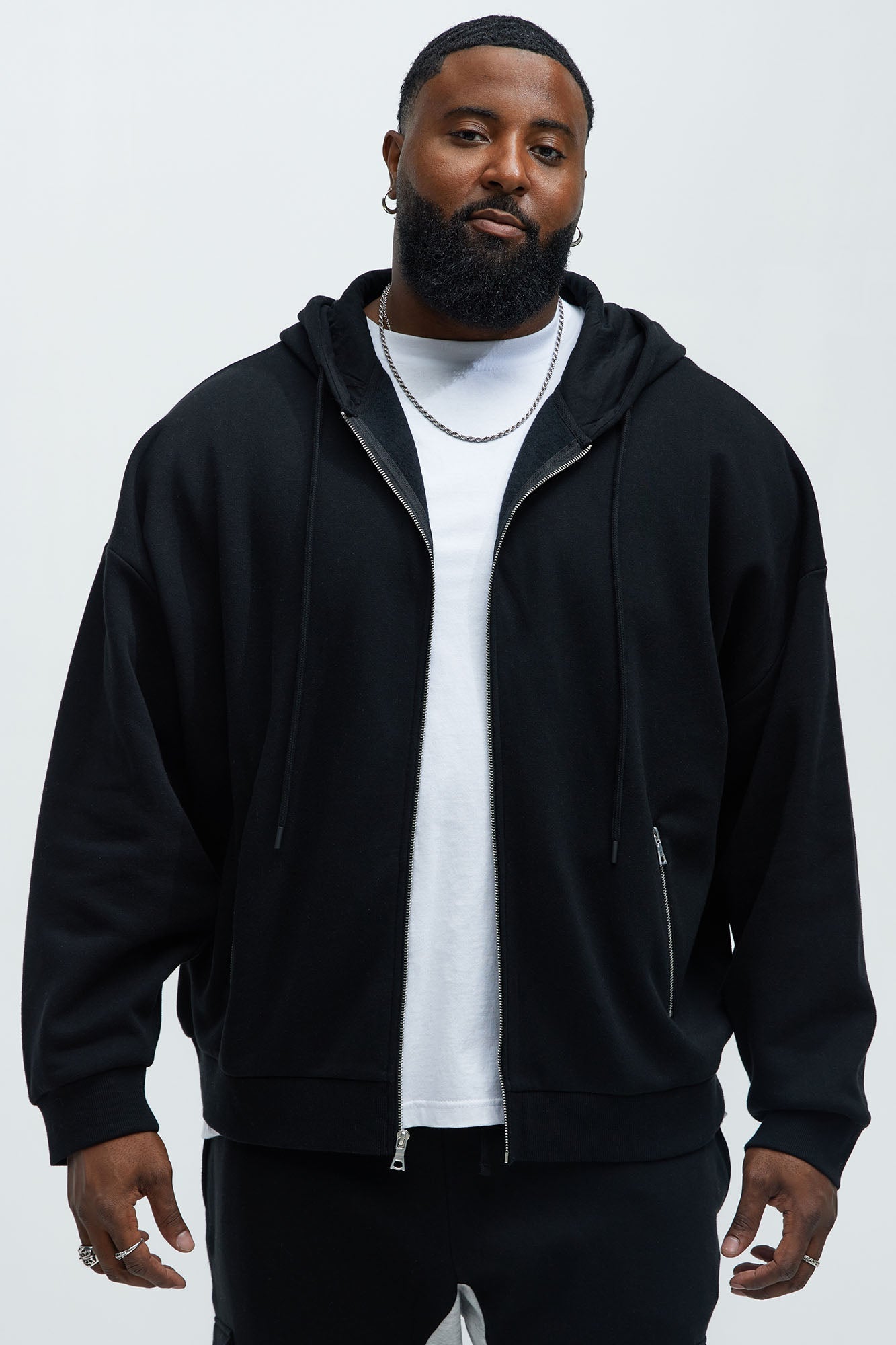 Tyson Stash Oversized Zip Up Hoodie - Black Fashion Nova