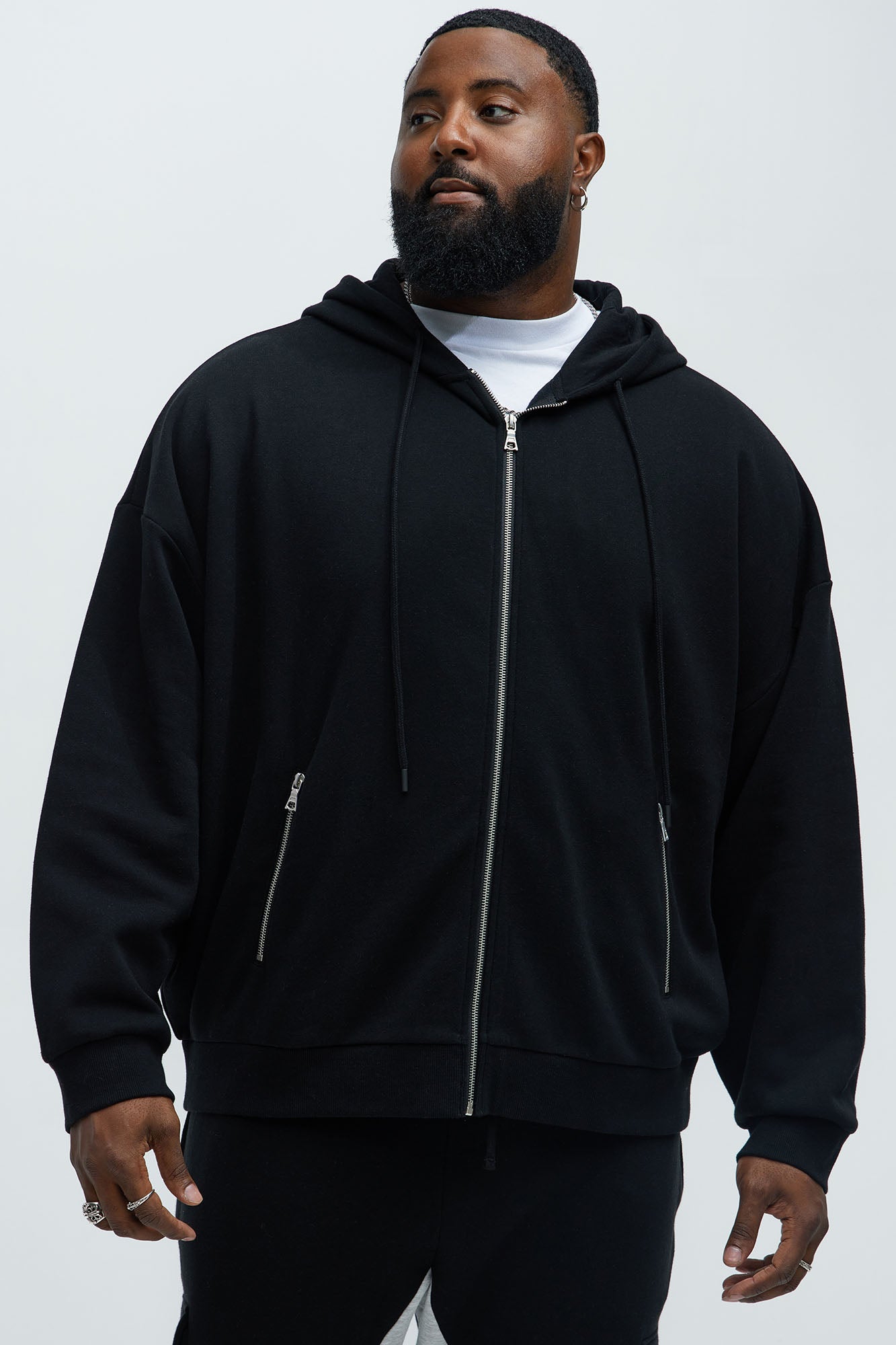 Tyson Stash Oversized Zip Up Hoodie - Black Fashion Nova