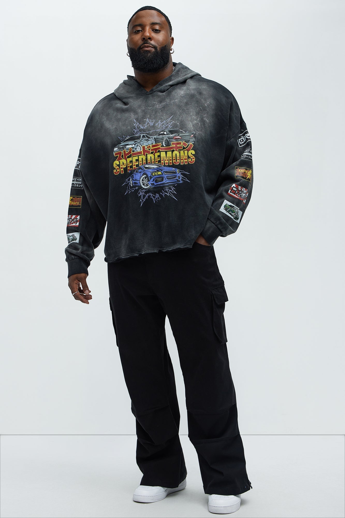 Tyson Speed Demons Boxy Hoodie - Black Wash Fashion Nova