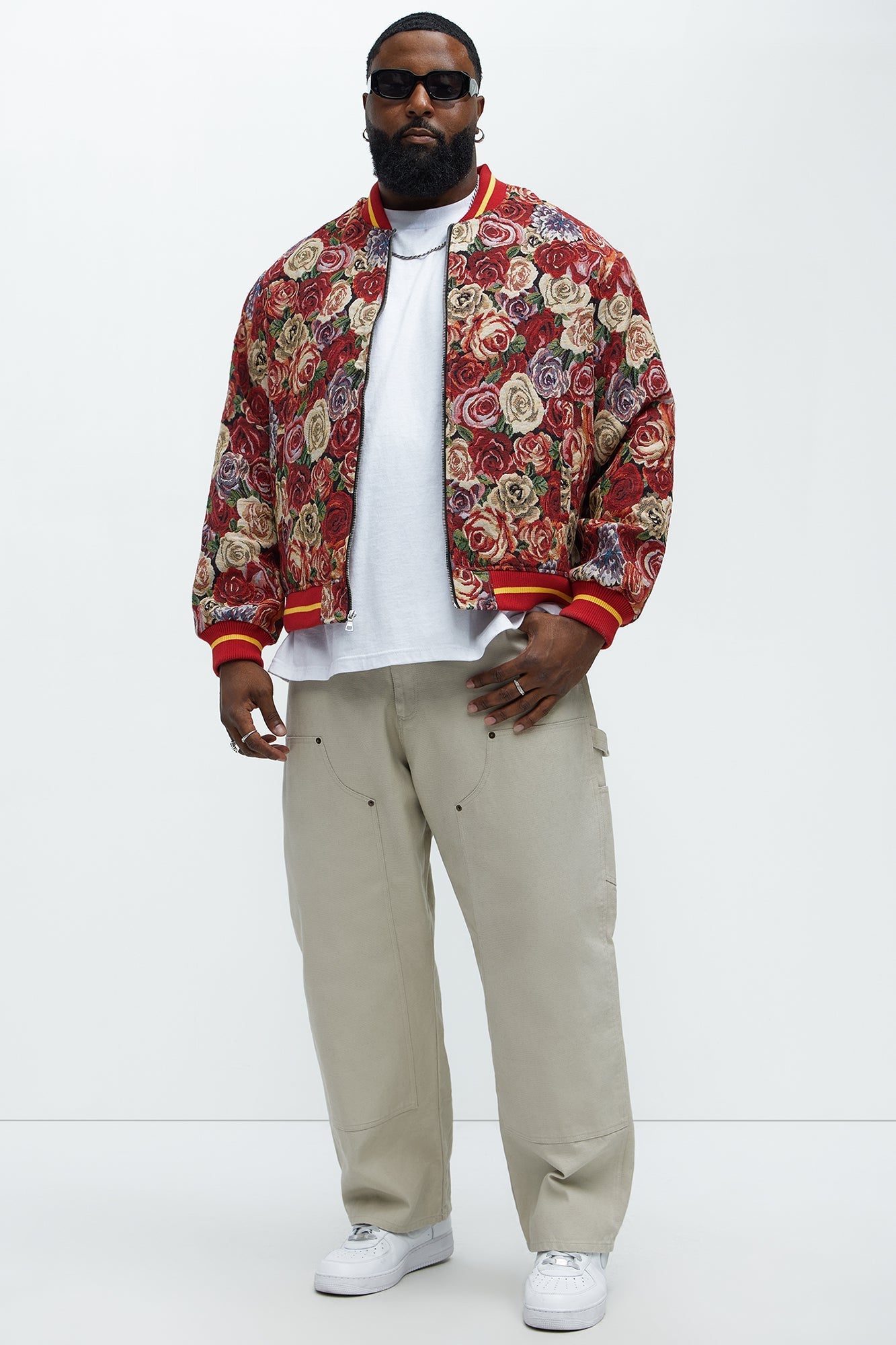 Ditson Tapestry Varsity Jacket - Red/combo Fashion Nova