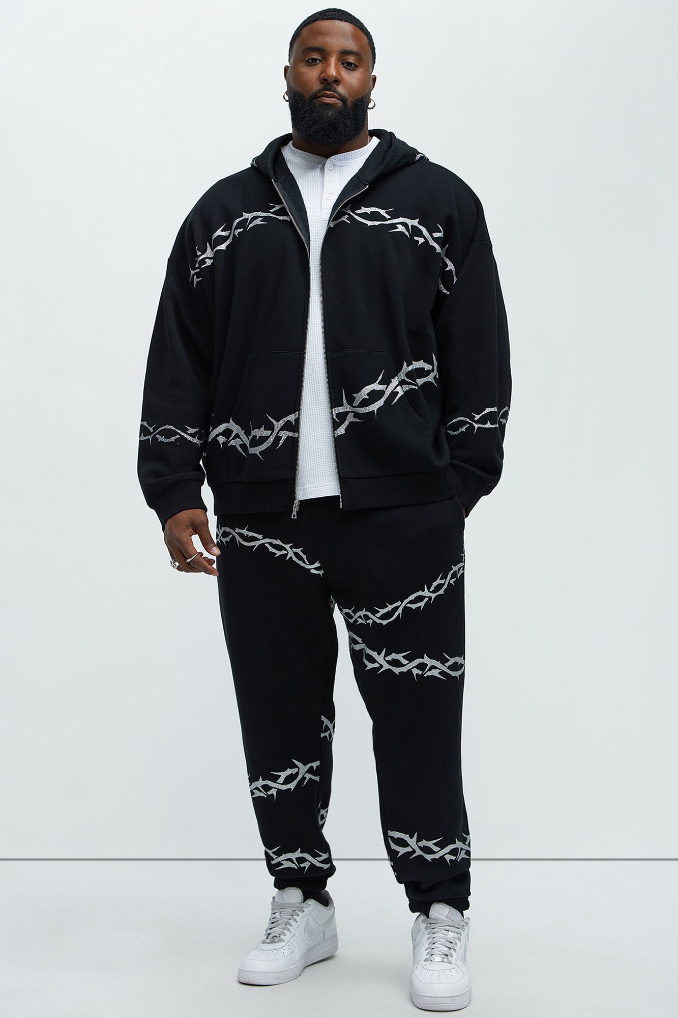 Tyson Barbed Wire Oversized Heavy Jogger - Black Fashion Nova