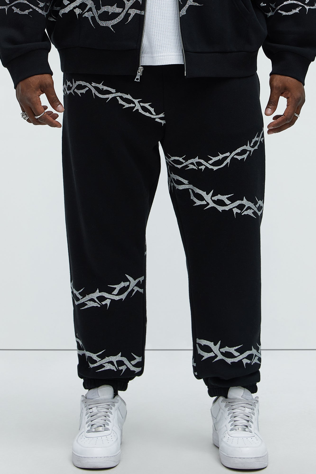 Tyson Barbed Wire Oversized Heavy Jogger - Black Fashion Nova
