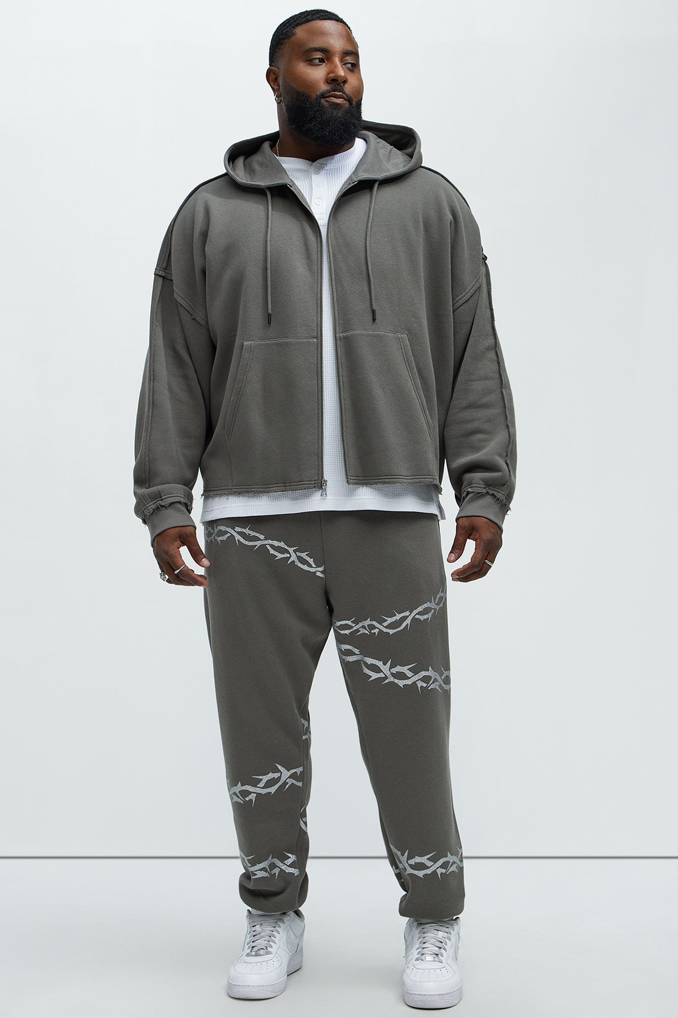 Tyson Oversized Cropped Zip Up Hoodie - Grey Fashion Nova