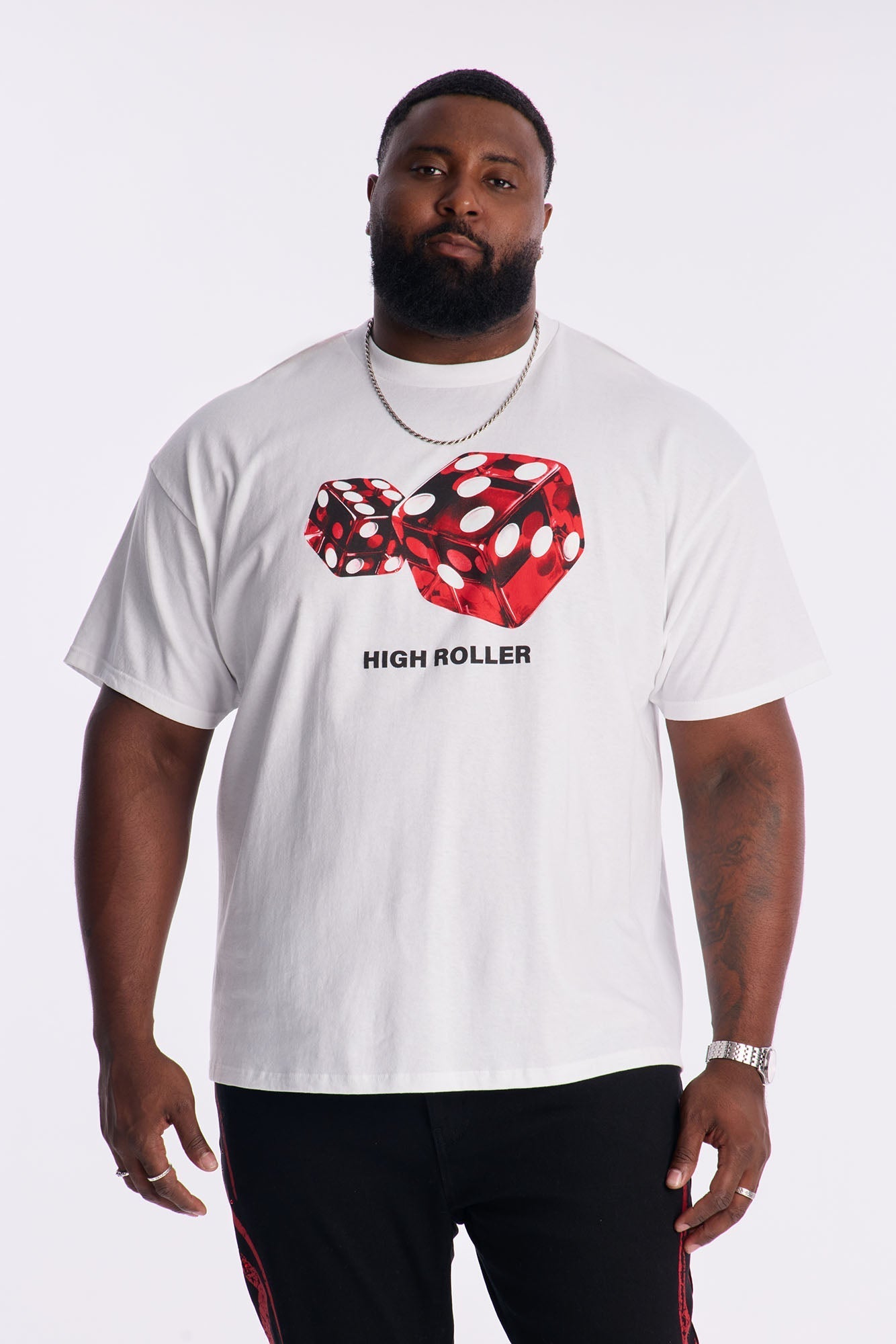 High Roller Suite Short Sleeve Tee - White Fashion Nova