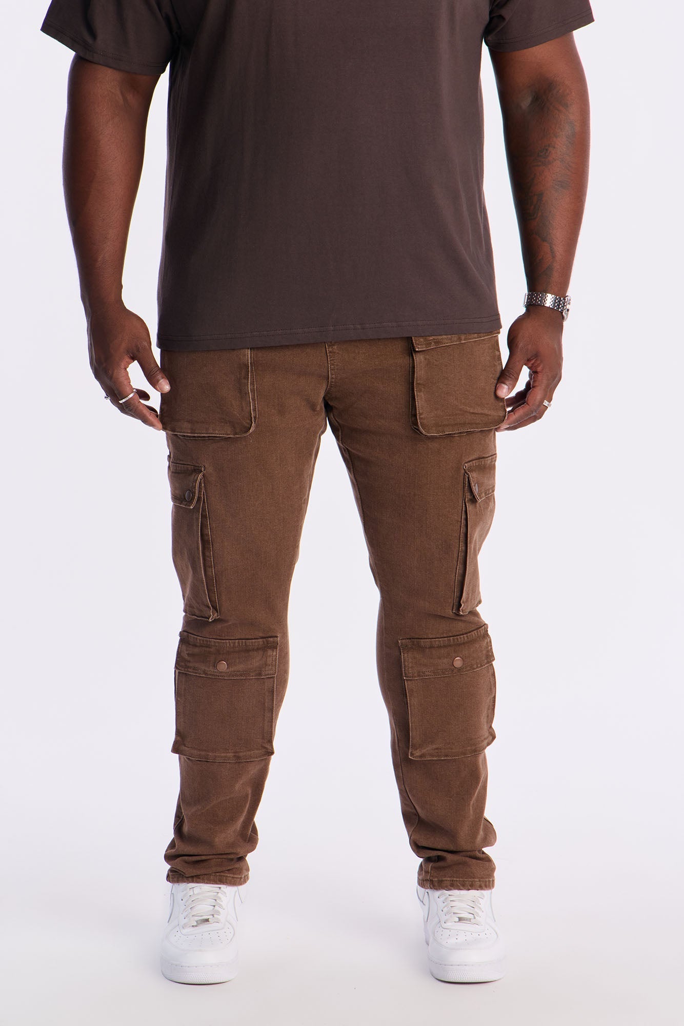 Stacked Skinny Back To Back Cargo Jean - Brown Fashion Nova