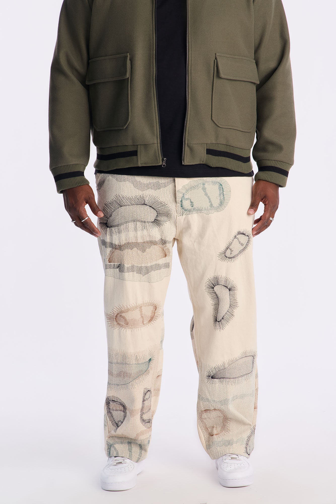 Century Repaired Baggy Jeans - Off White Fashion Nova