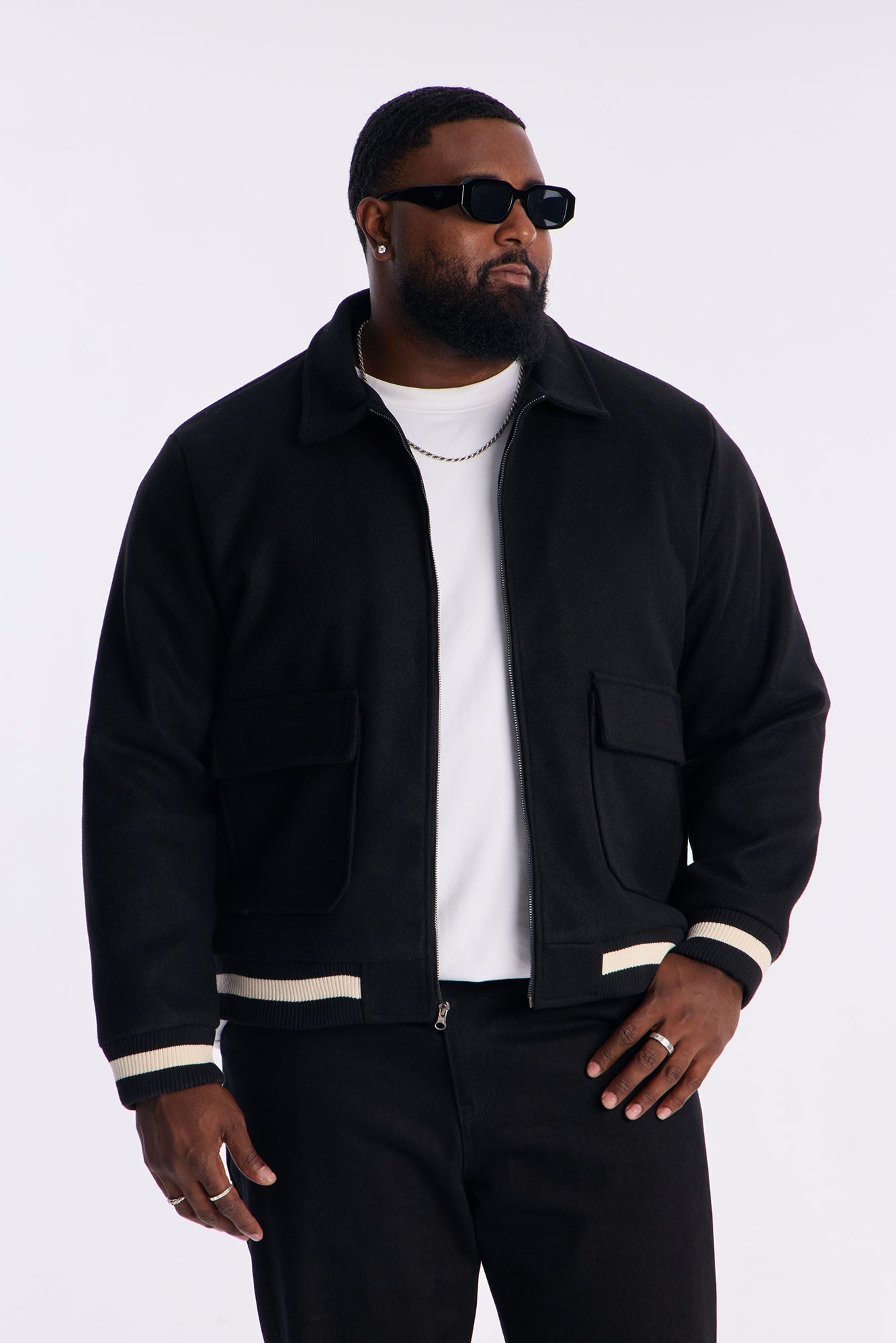 Retro Rib Wool Varsity Jacket - Black Fashion Nova